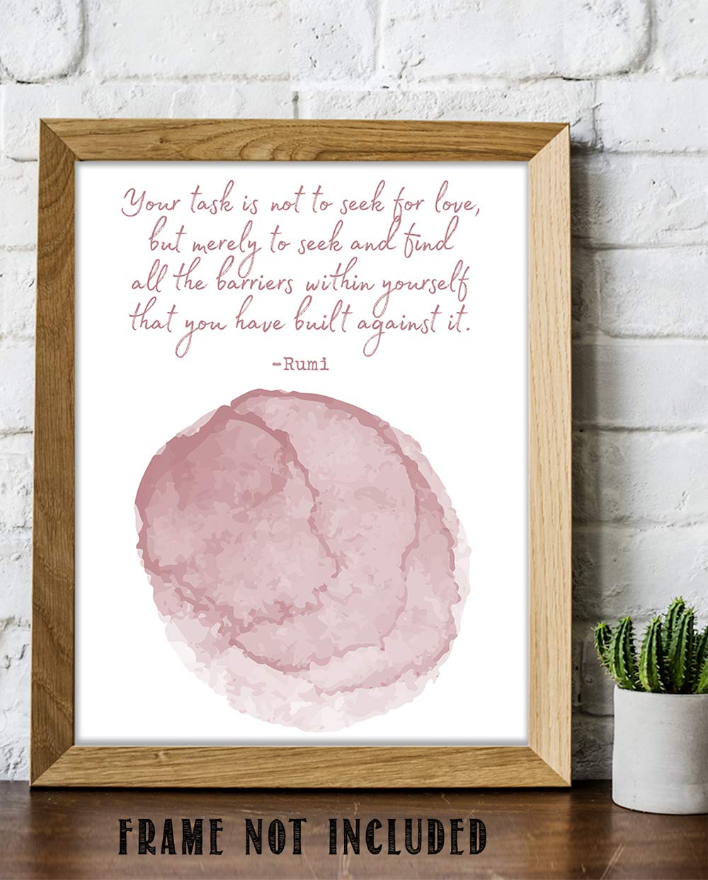 TJ Originals - Rumi Quotes Wall Art 11x14, Motivational Decor for Home & Office (Rust Pink)