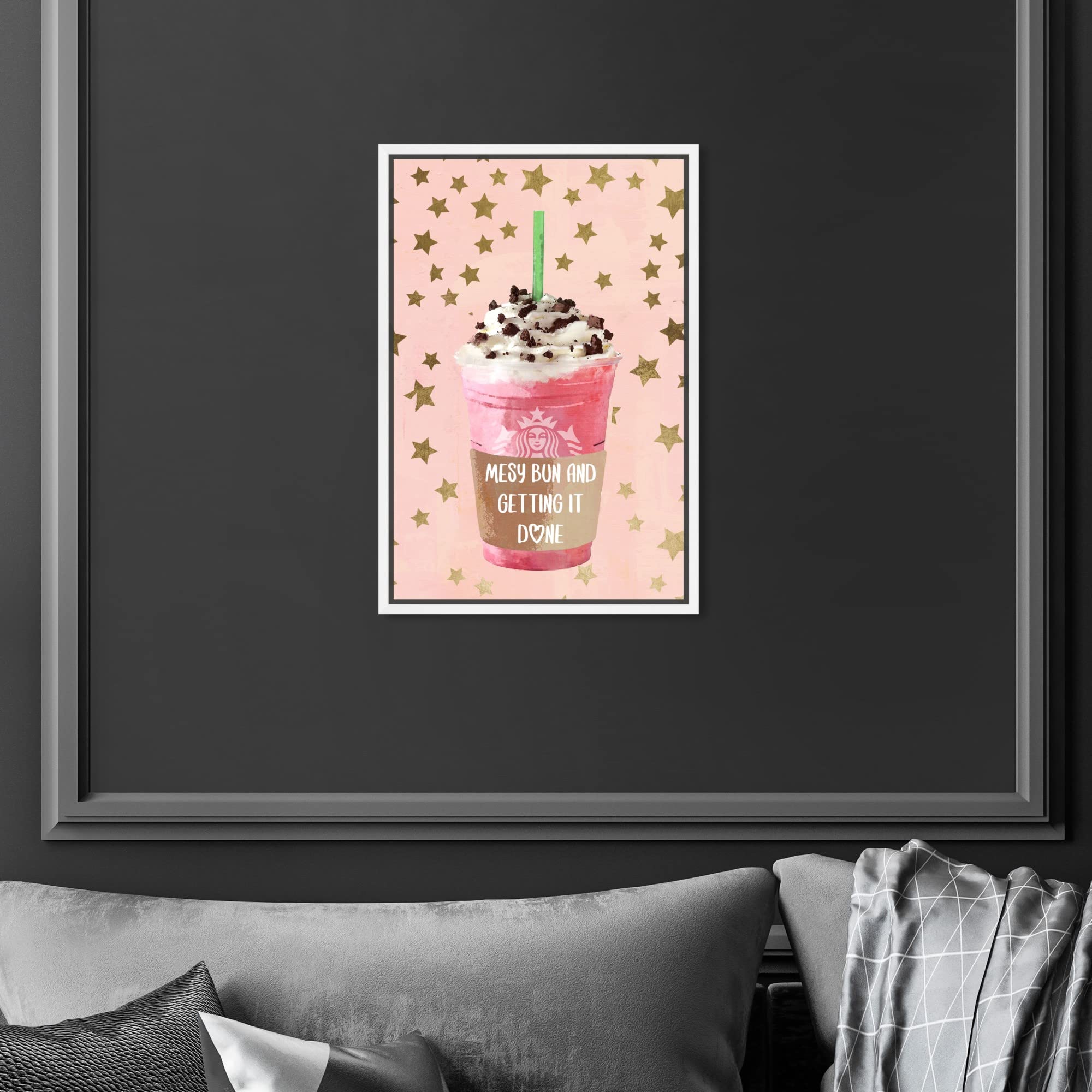 Oliver Gal Artist Co. 'Star Bright Drink' Framed Canvas Wall Art - Bar & Coffee Shop Decor, Perfect for Home, Office, or Restaurant Ambiance