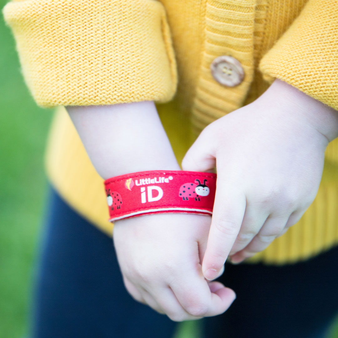Littlelife Ladybird Identification Wristband for Kids - Adjustable Safety Wristband for Outdoor Adventures, Theme Parks & Travel - Child ID Bracelet with Parent Contact Info