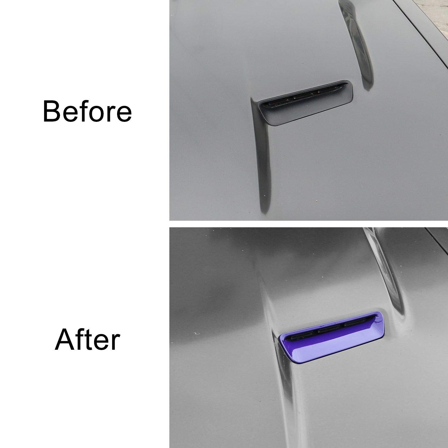 **2015-2025+ Dodge Challenger Hood Scoop & Air Intake Vent - ABS Purple (2pcs) - Exterior Car Accessories for Enhanced Cooling & Style**    **Perfect for:** High-performance driving, car shows, and upgrading your Dodge Challenger's aggressive look.