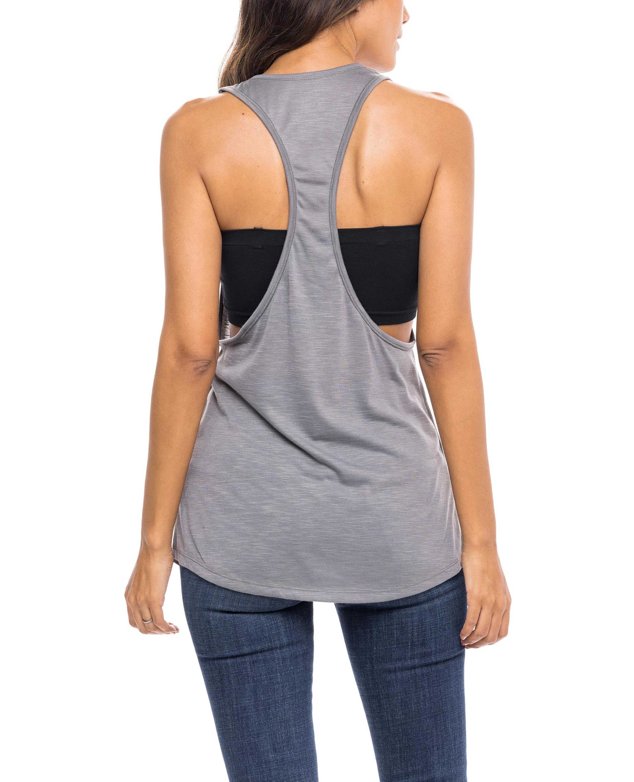Sexy Basics Women's 6-Pack Active Sports Tank Tops - Racerback, Wide Armhole & Loose Fit Workout Tops for Yoga, Gym & Running | Breathable & Comfortable Athletic Wear