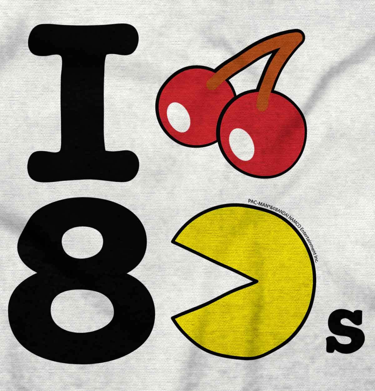 Pacman I Love The 80s Retro Cherry Fruit Graphic T-Shirt for Men & Women - Vintage Gaming Tee for Casual Wear & 80s Theme Parties
