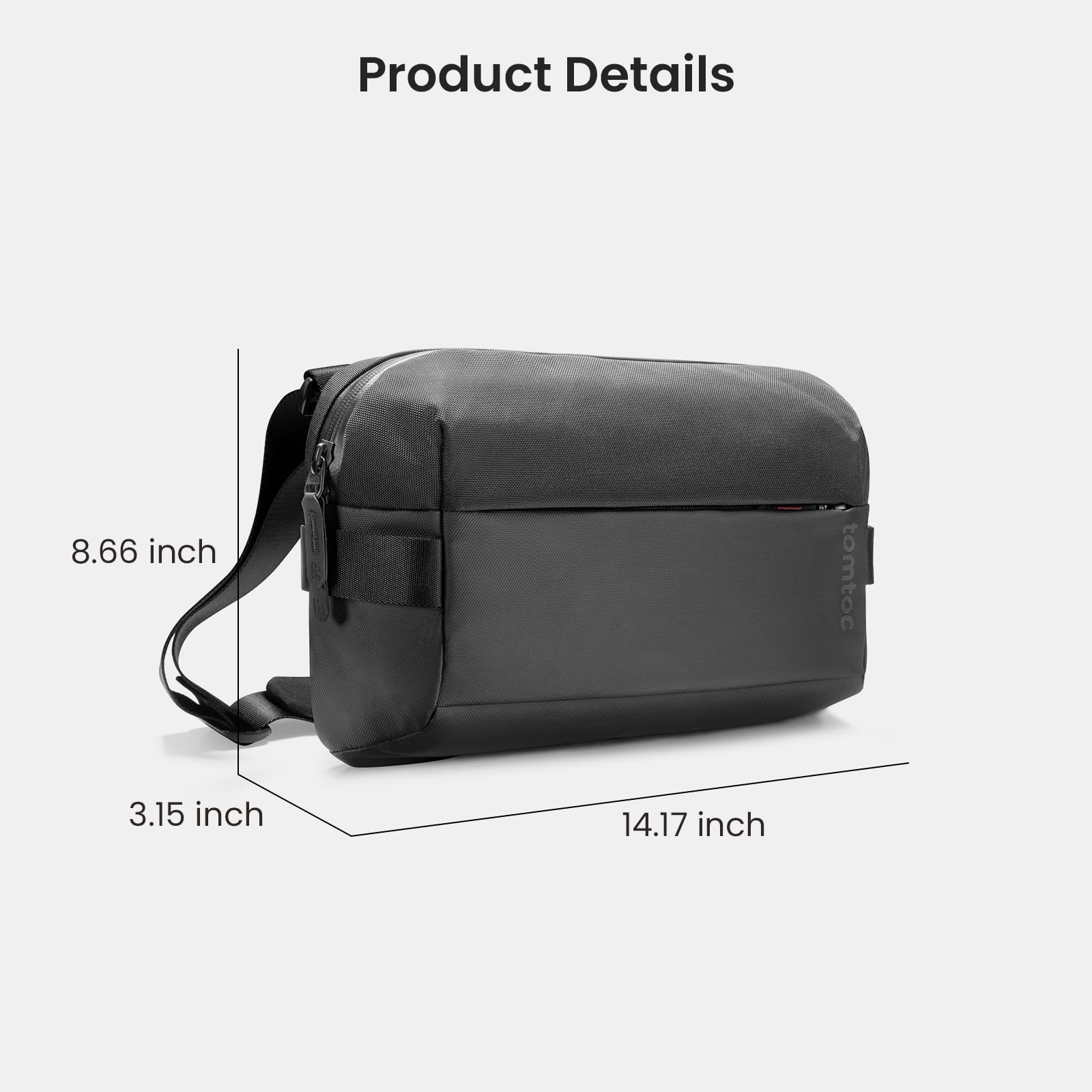 tomtoc 11 Inch iPad Sling Bag - Compatible with 2025 iPad A16, iPad Air M3 & M2, iPad Pro M4, M2 & M1 - Water-Resistant Crossbody Chest Bag for Men & Women - Perfect for EDC, Tactical Use, Travel, Work, Gym & Sports