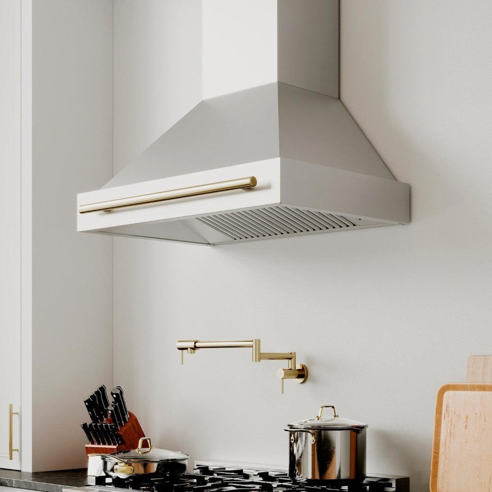 ZLINE Autograph Edition 36 Inch Stainless Steel Range Hood with Stainless Steel Shell & Handle (8654STZ 36) - Professional Kitchen Ventilation for Home Chefs & Modern Kitchens