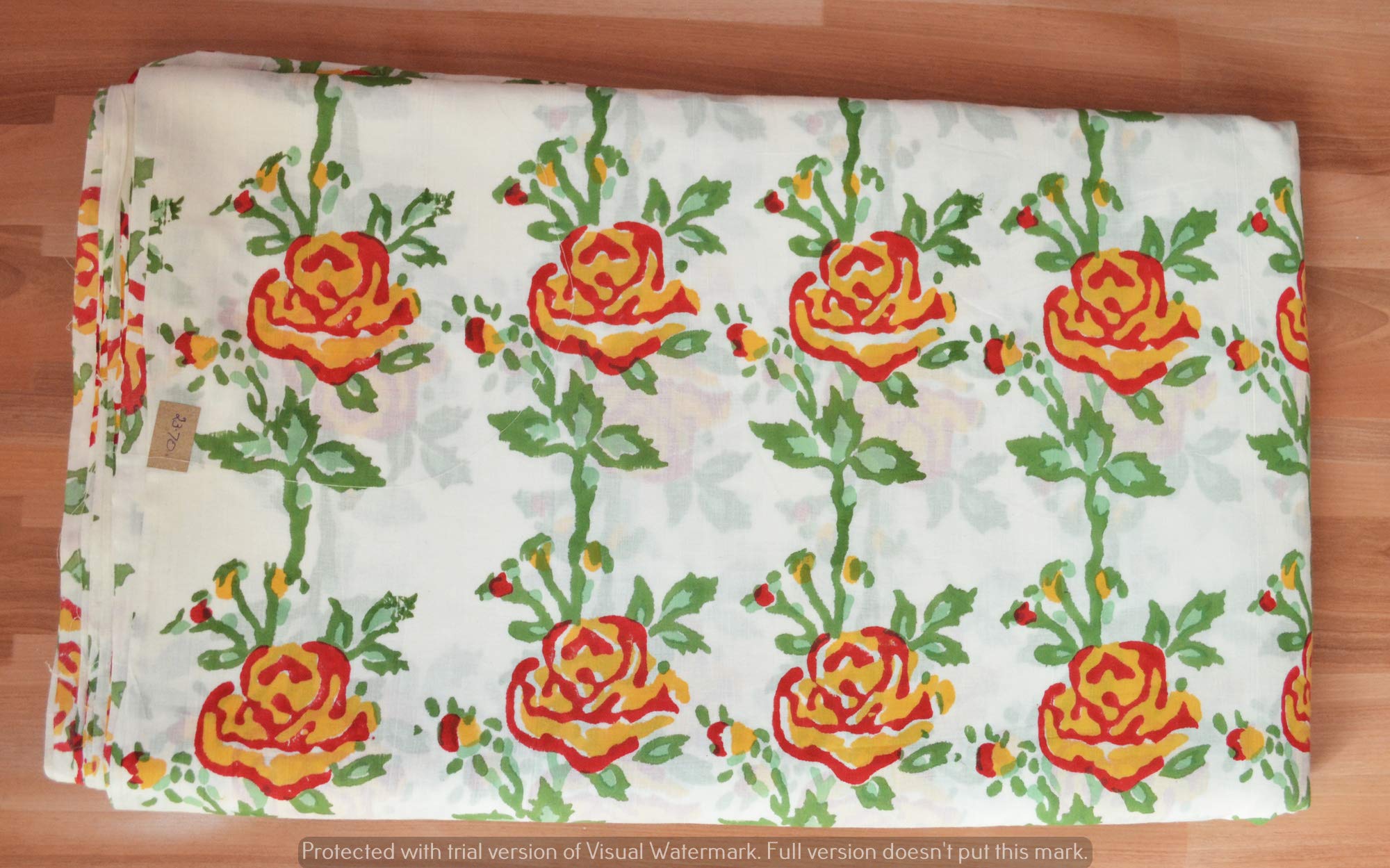 Authentic Jaipur Printed Cotton Fabric by the Yard - Premium Indian Cotton for Summer Dresses, Kurtis, Scarves, Cushion Covers & Sofa Upholstery (50 Yards) - Perfect for Boho Fashion, Home Decor & DIY Sewing Projects