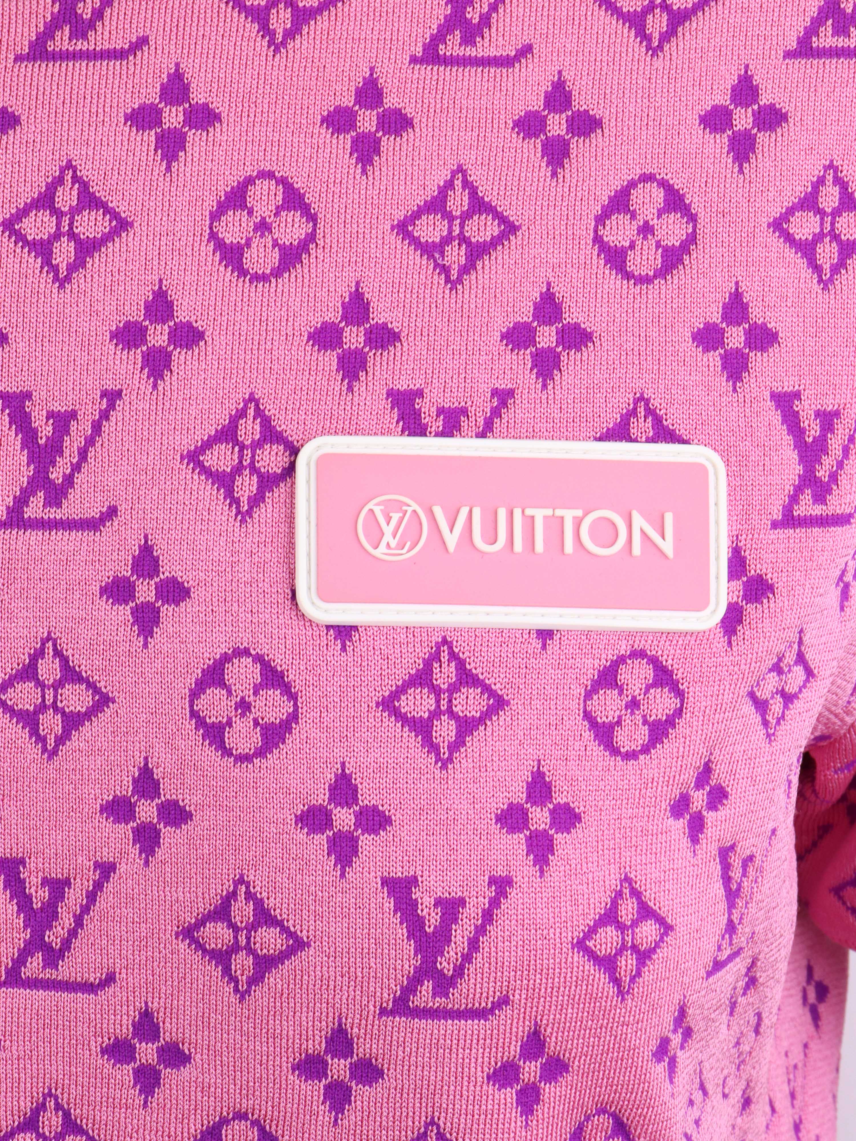 Louis Vuitton Pink & Purple Monogram T-Shirt for Women | Luxury Designer Cotton Tee | Casual & Streetwear Fashion | Perfect for Daily Wear & Outings
