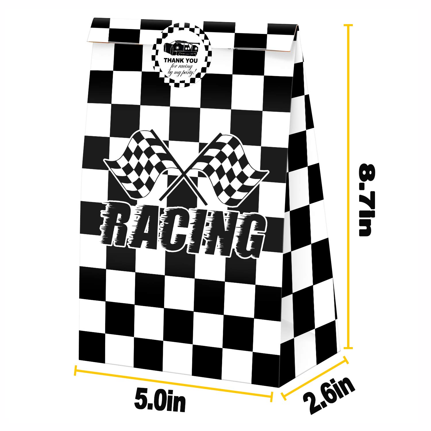 24 Pack Race Car Party Favor Bags with Stickers - Race Car Themed Goodie Bags for Birthday Parties, Baby Showers & Kids Events - Perfect for Treats, Candy & Small Gifts