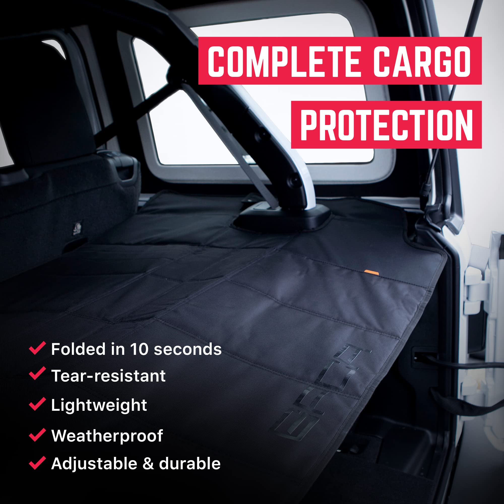 GPCA Cargo Cover Pro - Heavy Duty Under Hardtop/Topless Trunk Cover for Jeep Wrangler JL 2018-2024 (4DR Sport, Sahara, Rubicon & Freedom Unlimited) | Easy Installation, Patented Design | Perfect for Off-Roading, Camping & Daily Storage