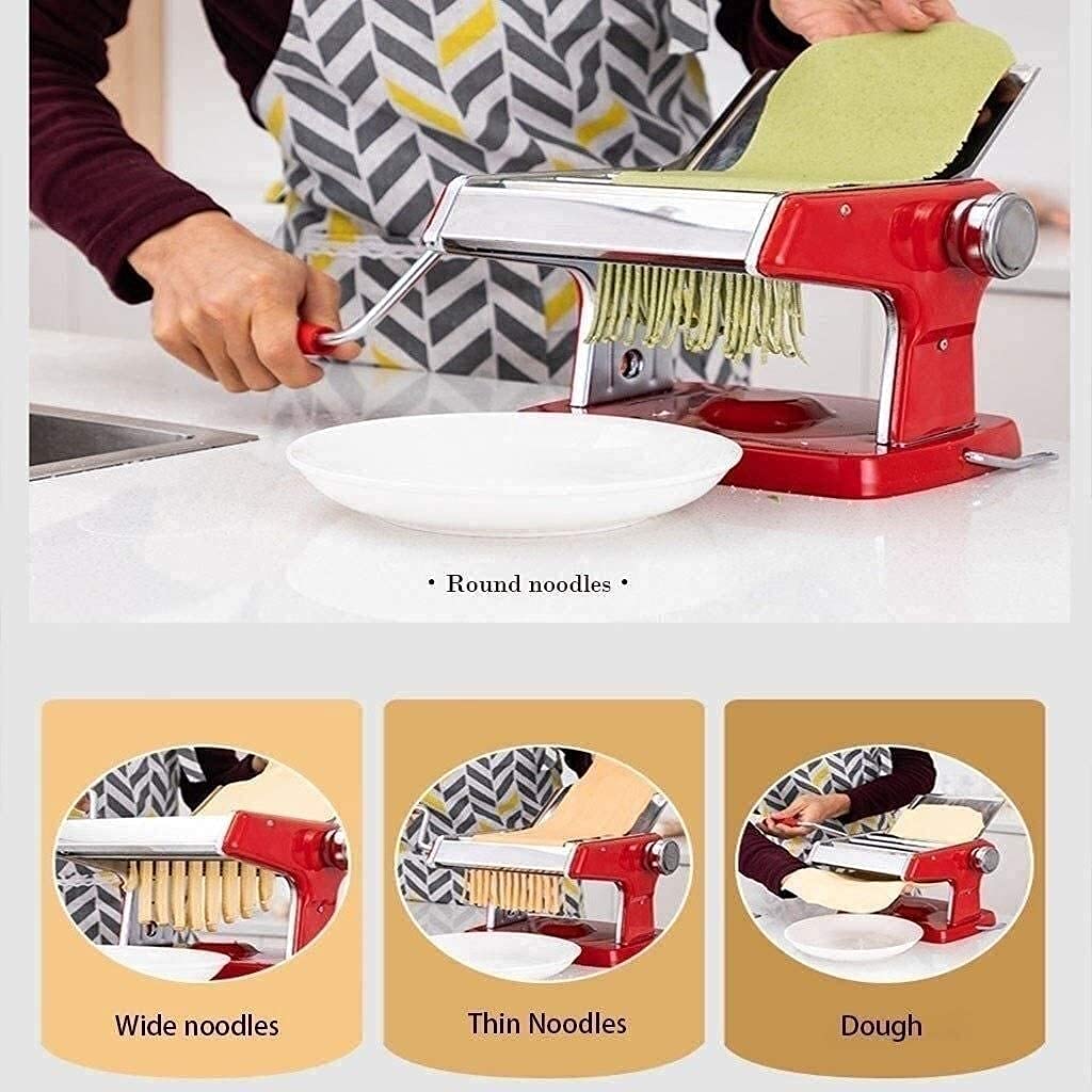 Premium Stainless Steel Pasta Maker Machine - Hand Cranked Noodle Press for Homemade Spaghetti, Fettuccine & More | Multi-Function Kitchen Tool for Italian Cuisine & Family Cooking