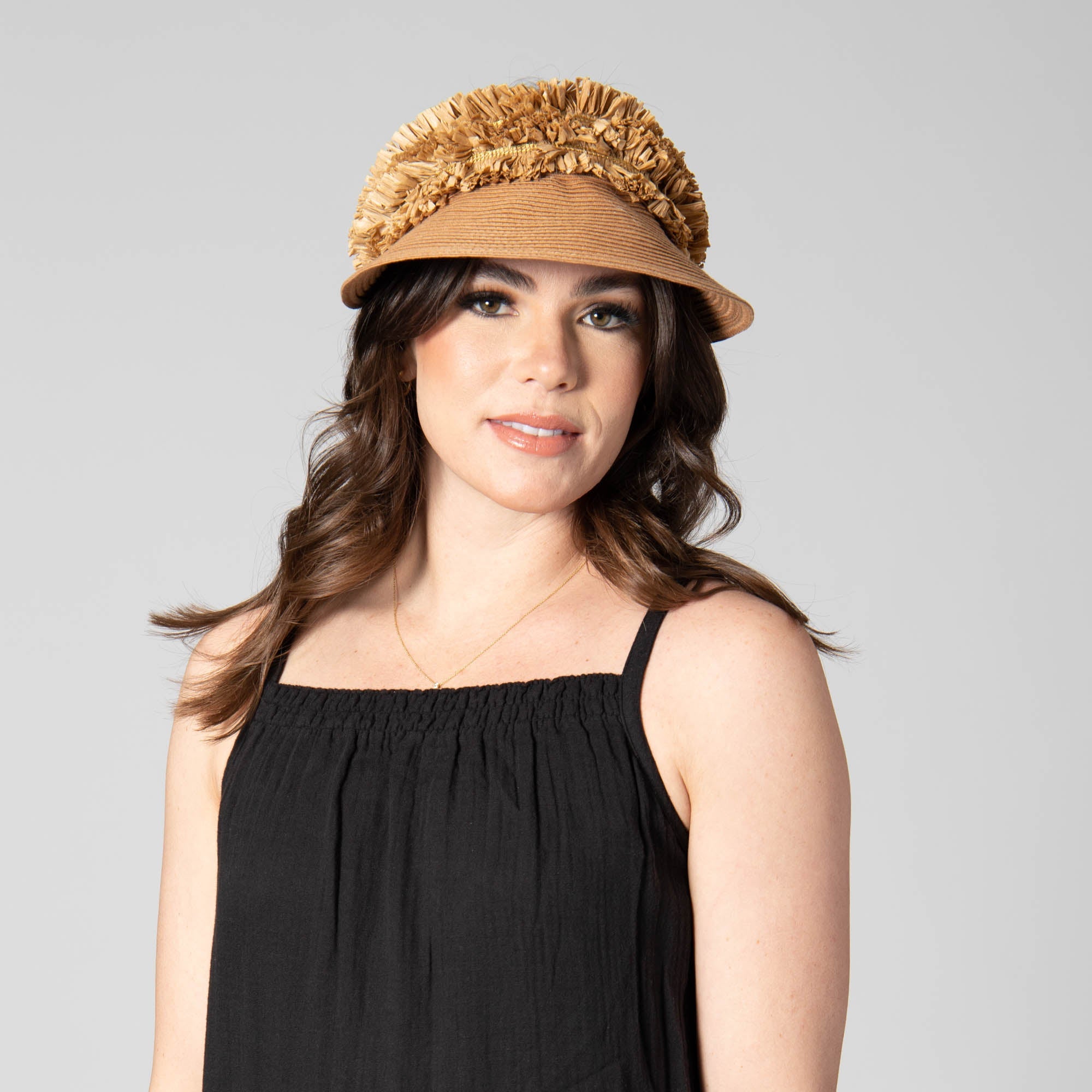 Happy Day Ultrabraid Visor with Straw Fringe Band - Stylish Sun Hat for Women, Beach Accessories, Summer Outdoor Activities
