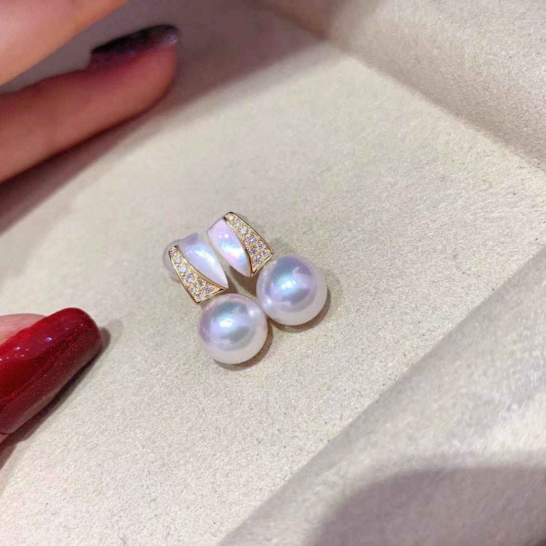 18K Solid Gold Freshwater Pearl Earrings for Women - Classic Stud Earrings with AAA Quality Pearls - Perfect for Weddings, Parties & Everyday Elegance (KE00043)