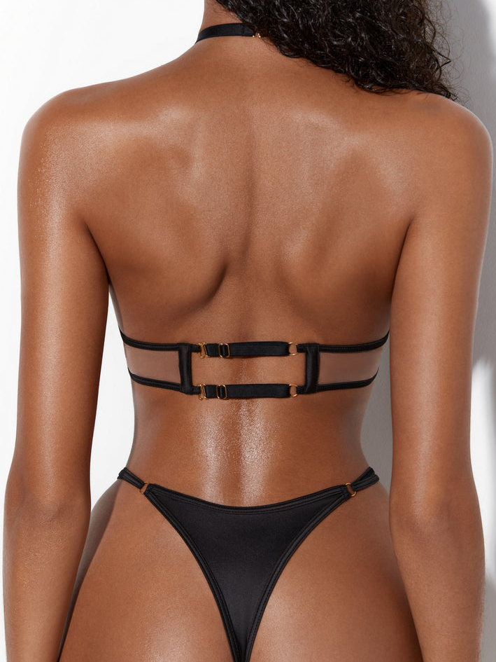 ZASUWA Women's Sexy Mesh Halter Adjustable Strap Bikini Set - Perfect for Beach, Pool Party & Summer Vacation