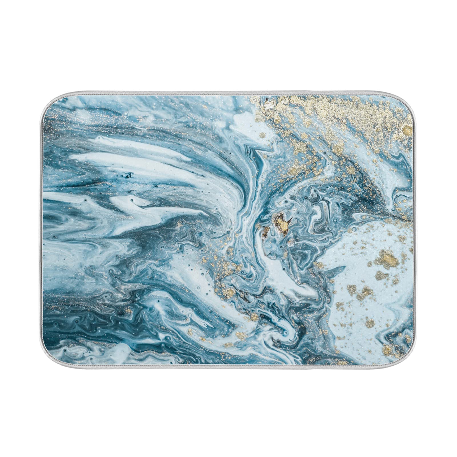 Marble Dish Drying Mat 16x18 Inch - Absorbent Kitchen Counter Mat for Dishes & Utensils