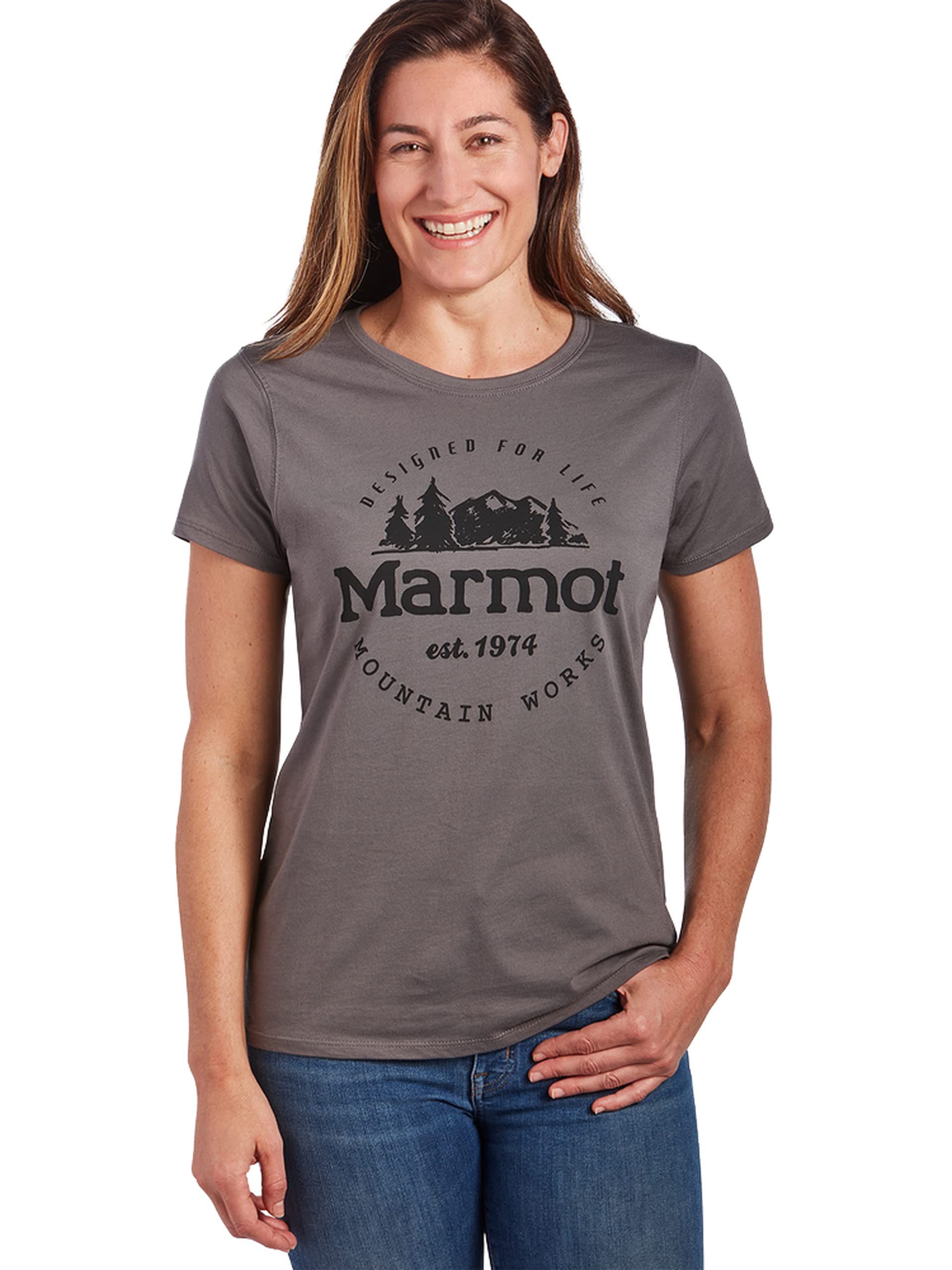 MARMOT Women's Logo Graphic T-Shirt - Soft Cotton Short Sleeve Tee for Casual Wear, Outdoor Adventures & Everyday Comfort