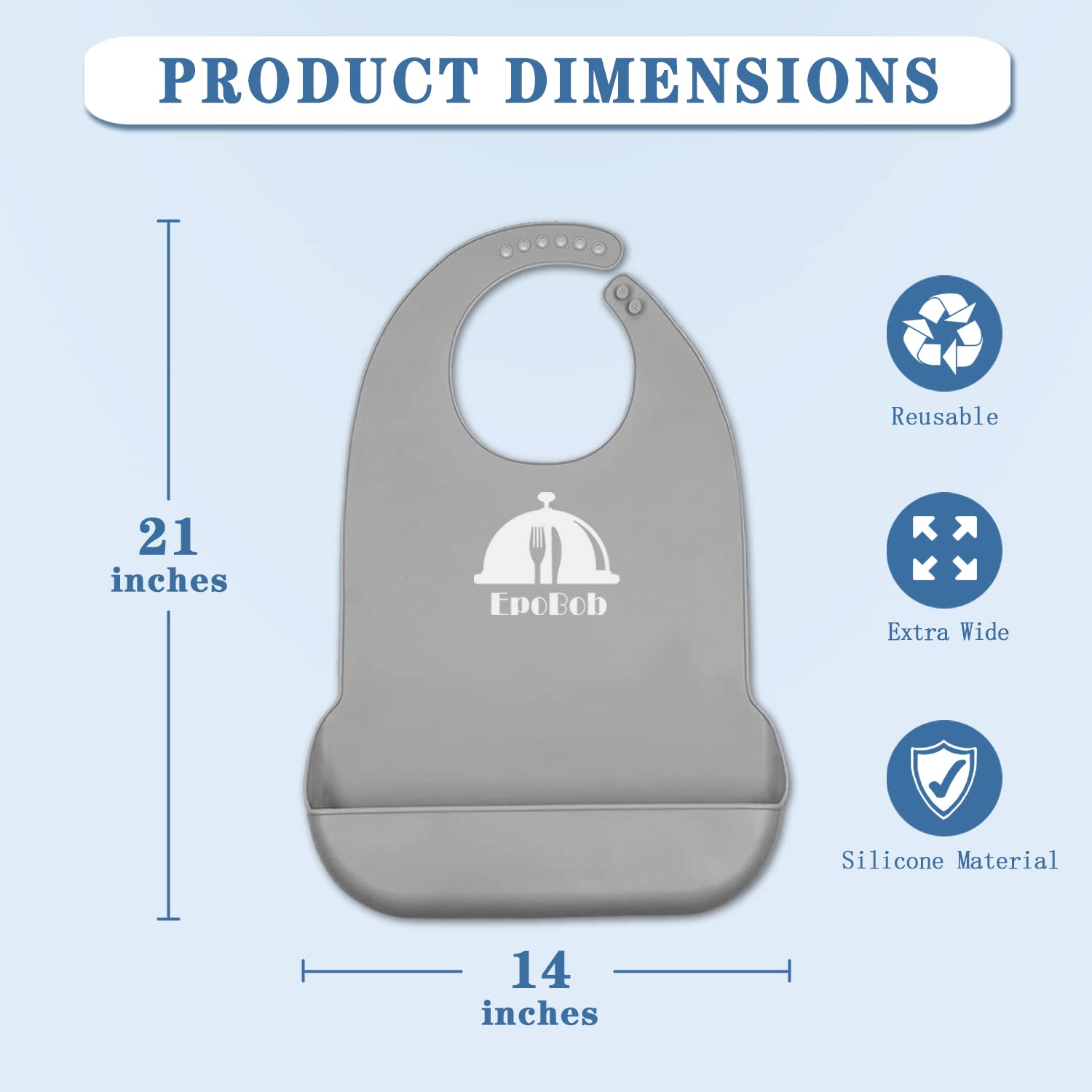 2 Pack Silicone Adult Bibs with Crumb Catcher - Reusable, Adjustable & Washable Bibs for Elderly Men & Women - Perfect for Dining, Feeding Assistance & Mealtime Protection
