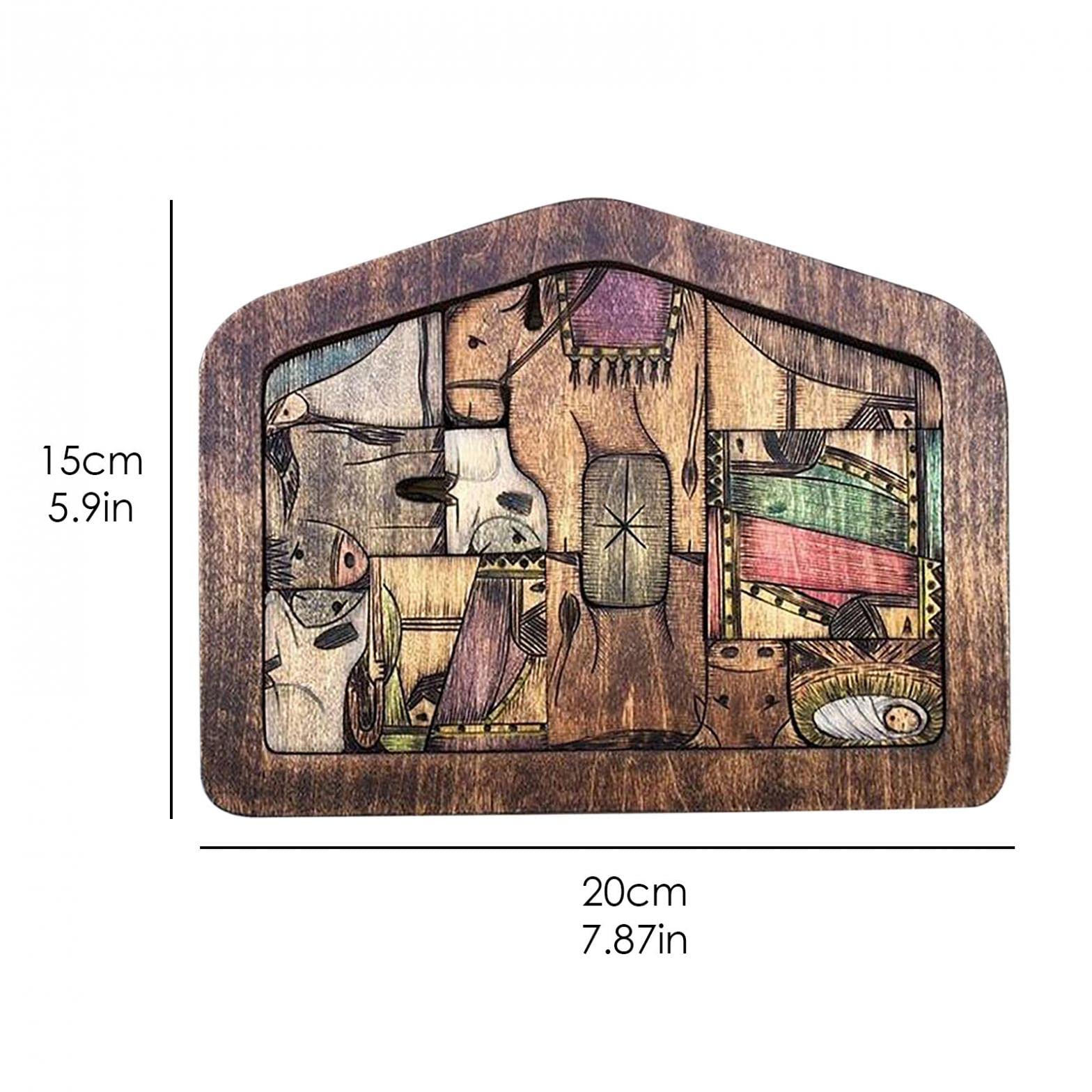 Handcrafted Wooden Jesus Puzzle Statue - Nativity Scene Jigsaw Puzzle with Wood-Burned Design - Religious Christmas Decor & Educational Family Game - Perfect for Holiday Gifts, Sunday School Activities & Home Nativity Displays