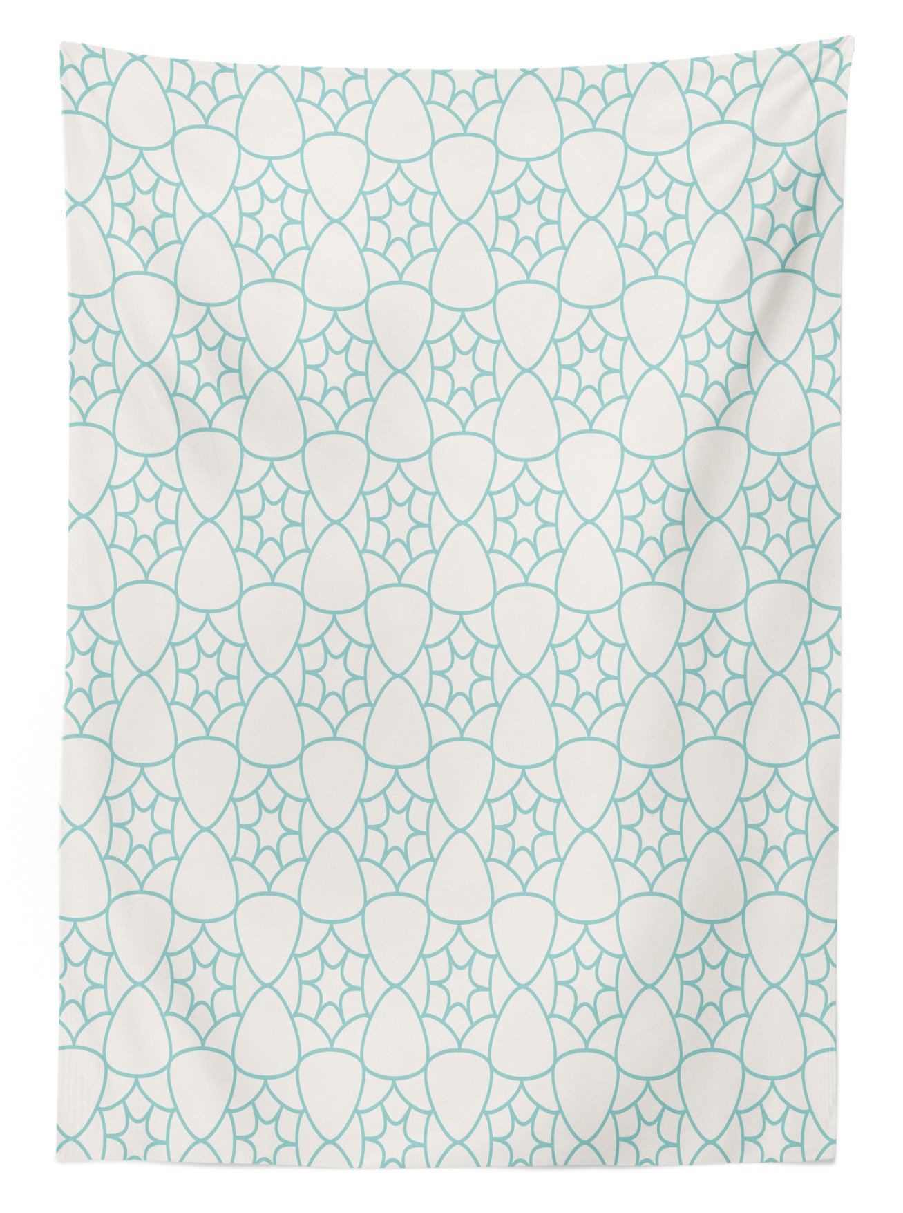 Ambesonne Ivory and Blue Outdoor Tablecloth - Monochrome Stars & Lattice Floral Design, Washable Picnic Table Cover 58x84 Inches - Perfect for Garden Parties, BBQs, and Outdoor Dining (Pale Blue/Ivory)