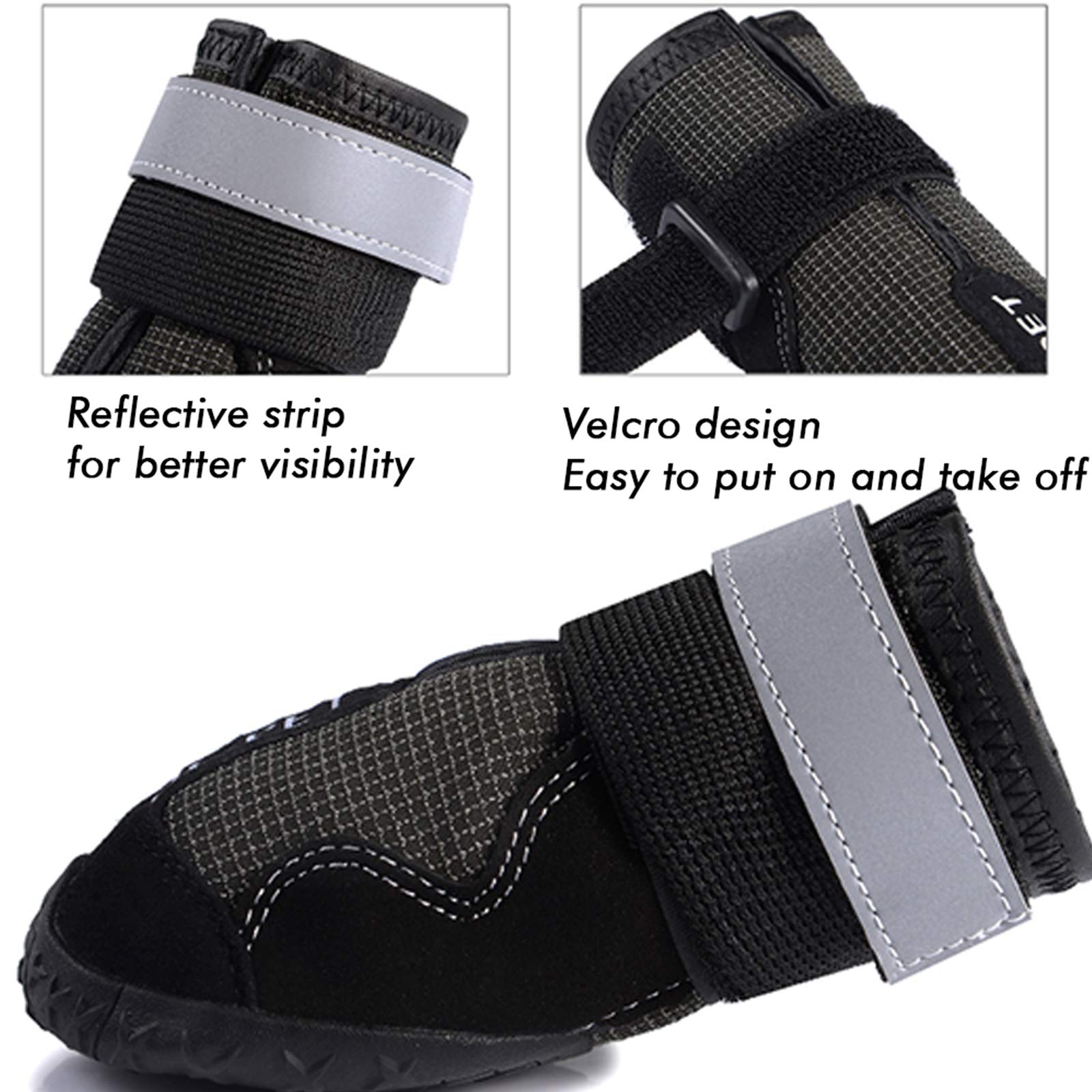 Waterproof Dog Boots for Medium & Large Dogs - 4 Pack Non-Slip Protective Paw Shoes with Adjustable Straps & Reflective Design | Ideal for Hiking, Snow, Hot Pavement & Outdoor Adventures