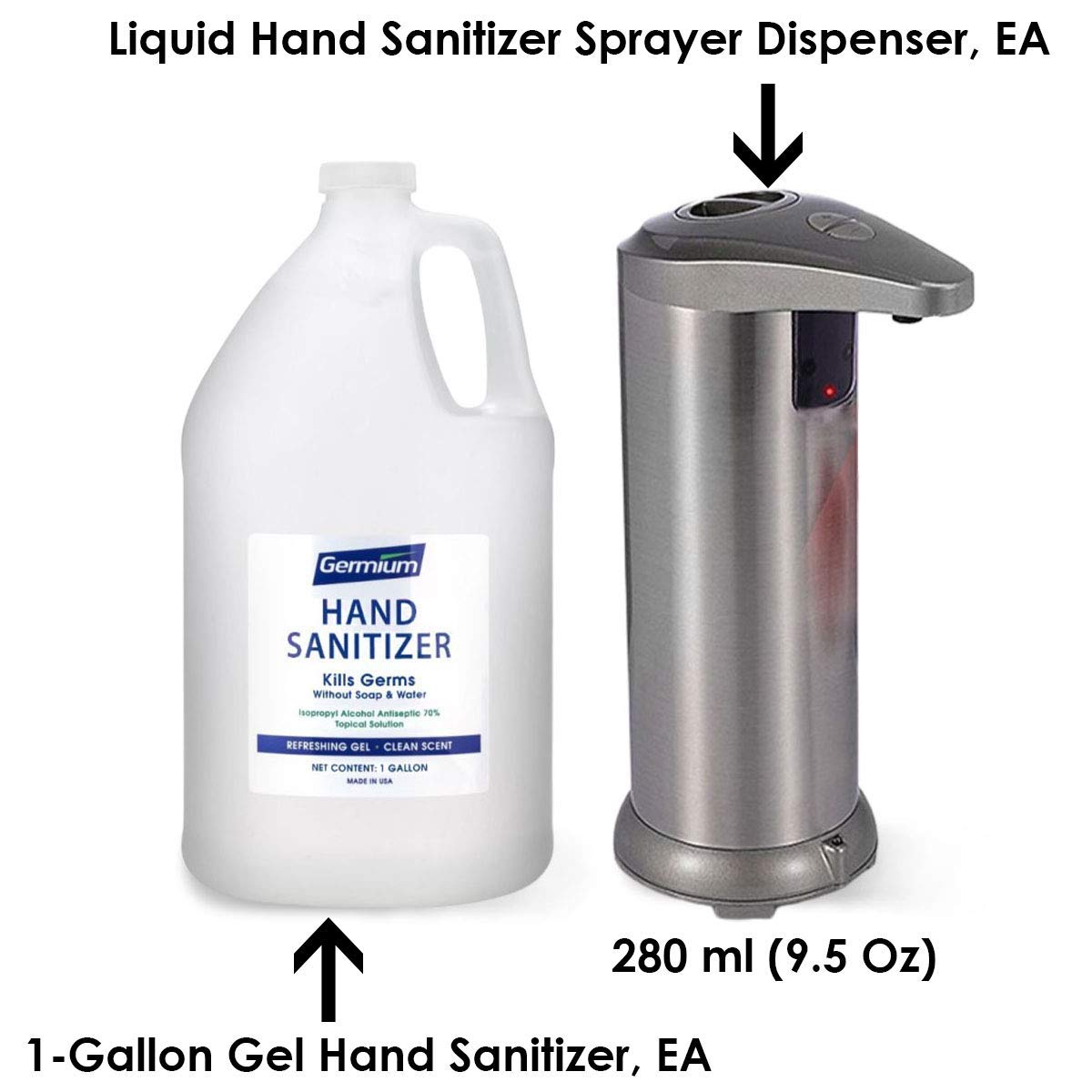 Automatic Touchless Soap Dispenser 280ml with 1 Gallon Gel Refill - Hands-Free Sensor for Liquid & Gel Soap - Portable No-Touch Hand Wash Station for Kitchen, Bathroom, Office, and Public Spaces
