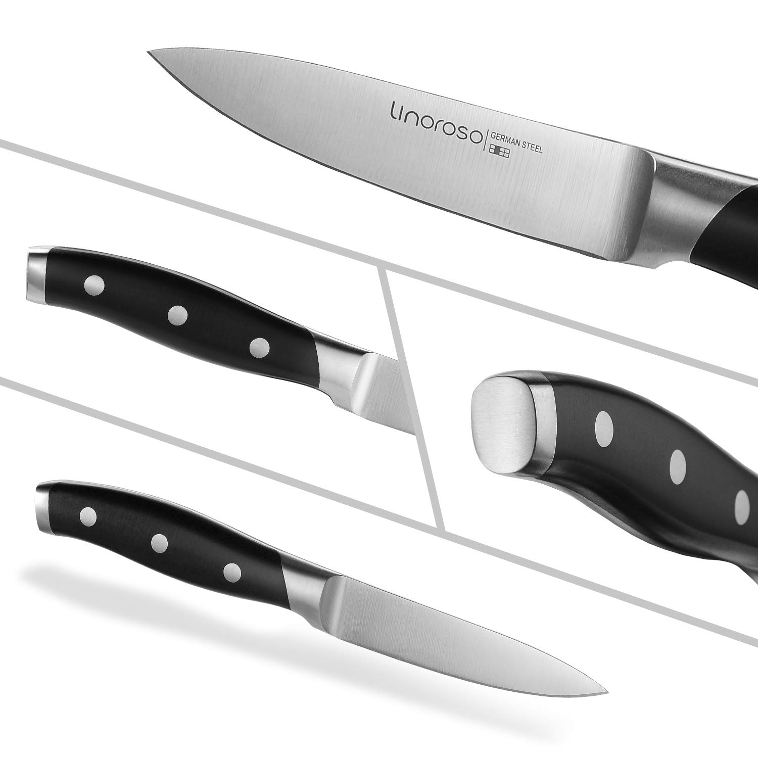 Linoroso 3.5 Inch Paring Knife - Sharp German Stainless Steel Fruit & Vegetable Knife with Ergonomic Handle & Gift Box - Perfect for Peeling, Slicing & Kitchen Prep