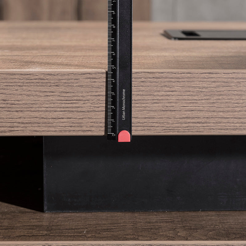 KELLEN Executive Desk with Left Return - 1.6M & 1.8M Warm Oak & Black Home Office Desk - Perfect for Modern Workspaces & Professional Environments