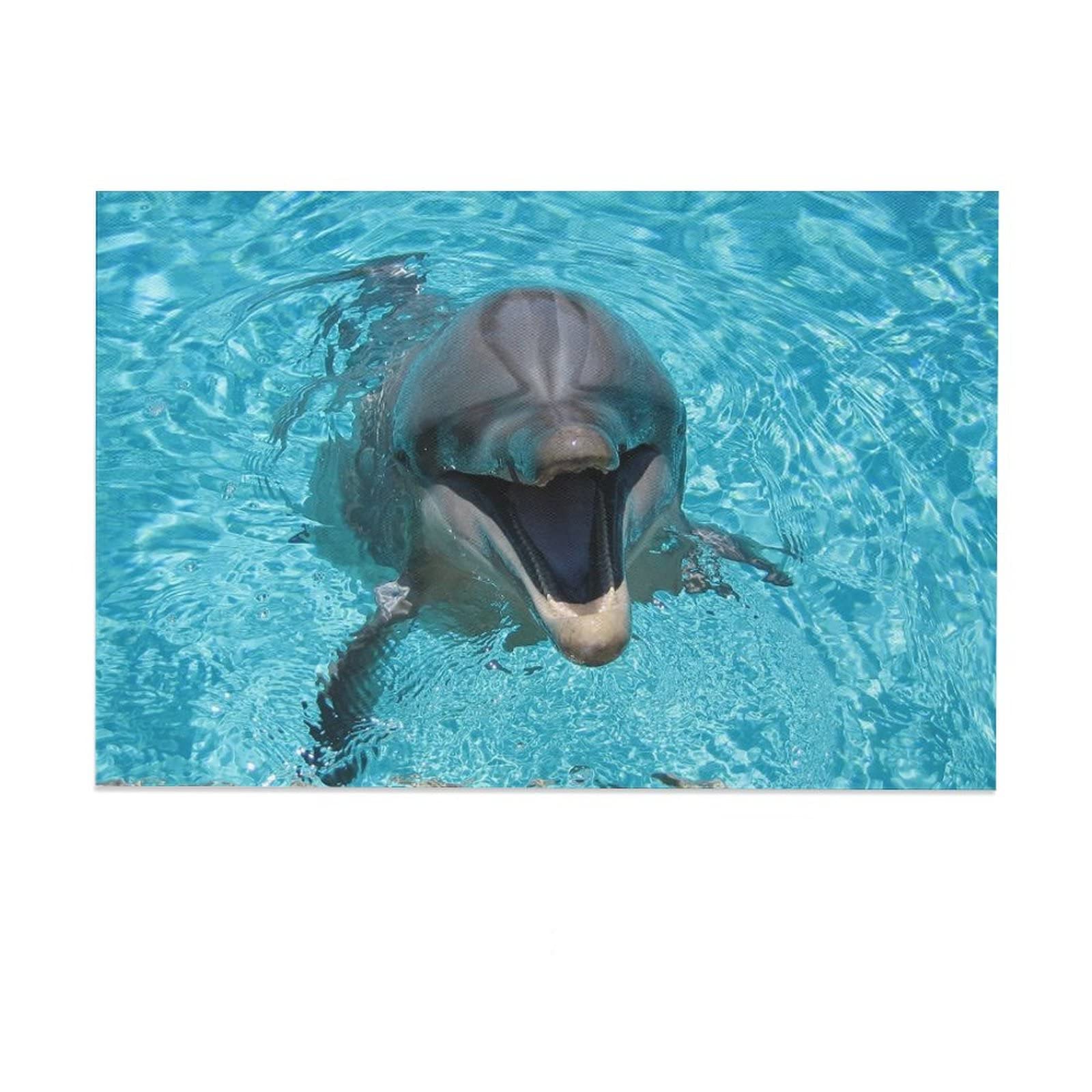 Dolphin Canvas Wall Art Print - 24x36 Inch (60x90cm) Ocean Landscape Painting for Living Room, Bedroom & Office Decor - Perfect Gift for Home, Beach House or Sports Enthusiasts