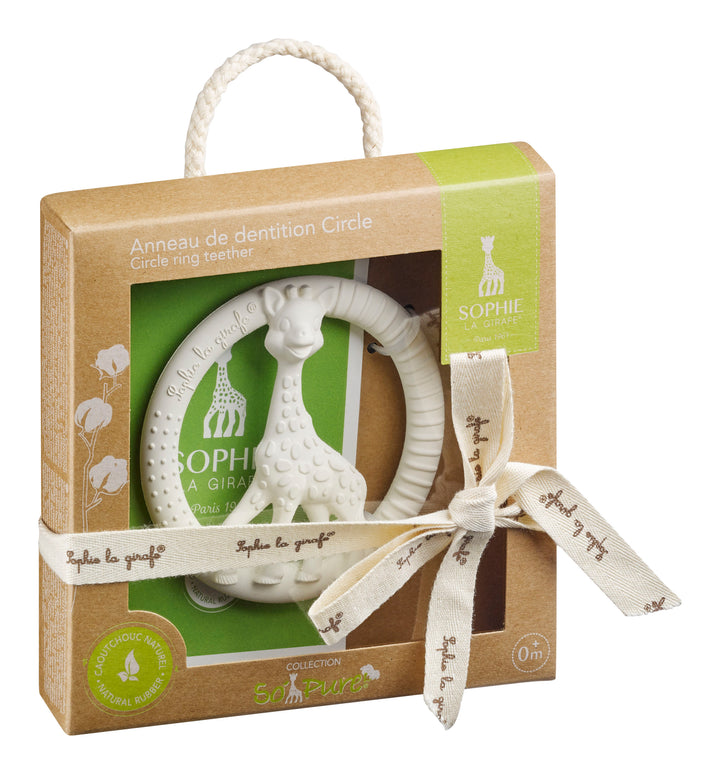 Sophie La Girafe So'Pure Circle Teether - Natural Rubber Baby Teething Toy for Soothing Sore Gums | Safe & BPA-Free Infant Teether for Newborns & Toddlers | Perfect for Home, Travel & Daycare Use