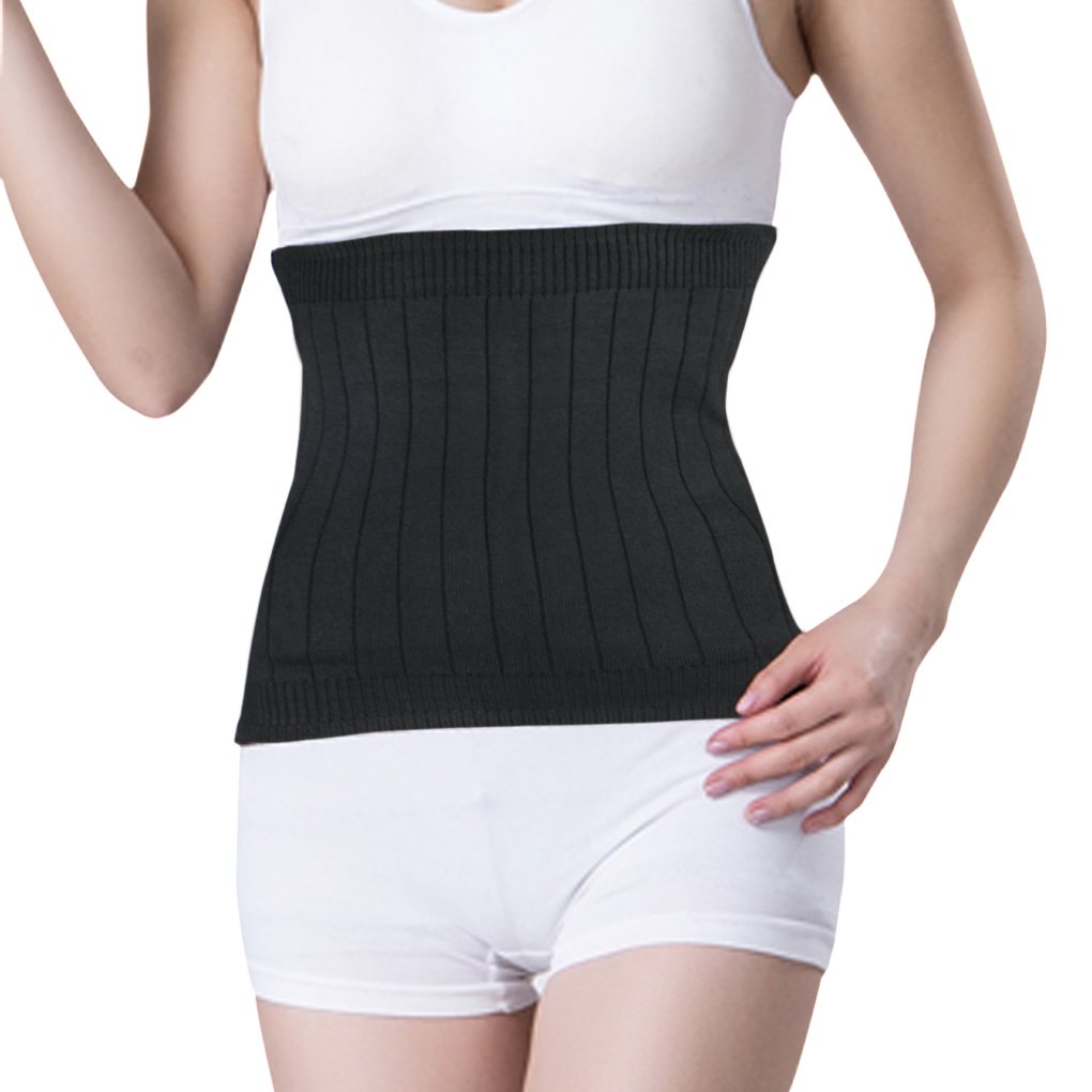 Premium Cashmere Waist Warmer Belt - Medical Grade Abdominal Binder for Lower Back Pain Relief & Thermal Therapy - Adjustable Kidney Support Brace for Men & Women - Slim Waist Trimmer Wrap (Black, Size M 30