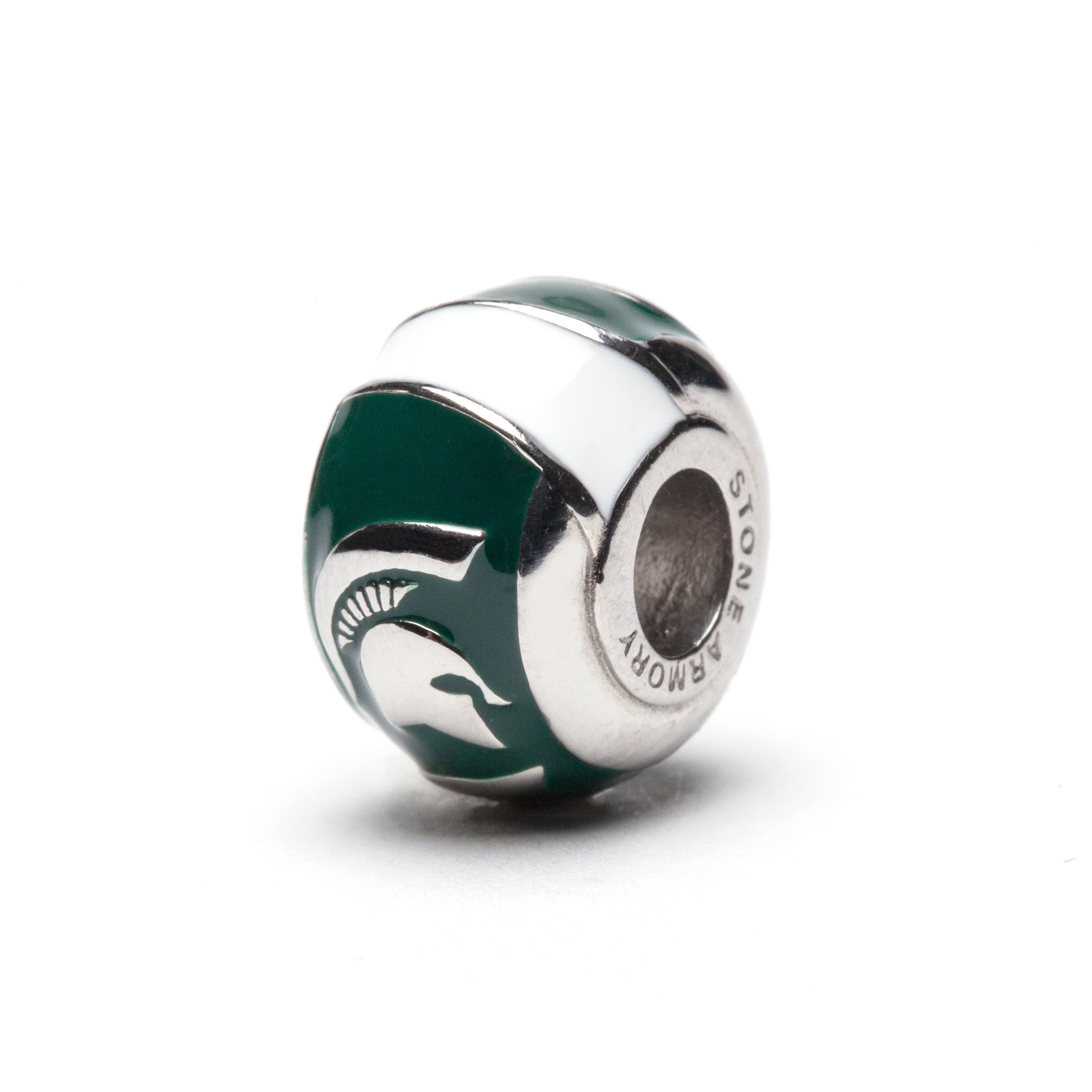Michigan State Spartans Charm Bracelet - Official MSU Licensed Jewelry with 3 Spartan Charms & 4 Crystal Beads | Stainless Steel University Gift for Women & Men | Perfect for Game Day, Graduation & Spartan Pride