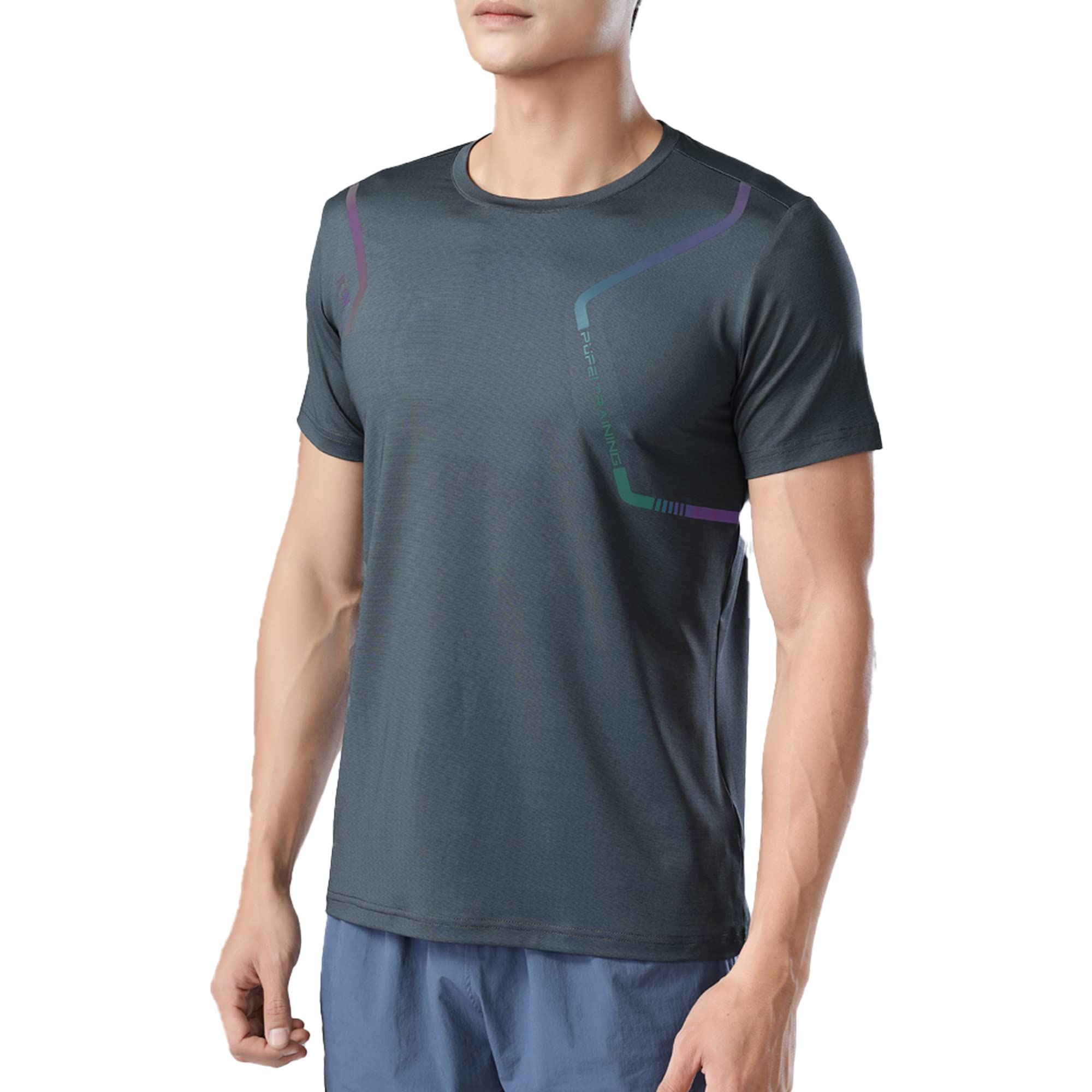 Men's Summer Slim Fit Moisture Wicking Active Athletic Short Sleeve Crew T-Shirt - Breathable Quick Dry Workout Tee for Running, Gym & Outdoor Sports