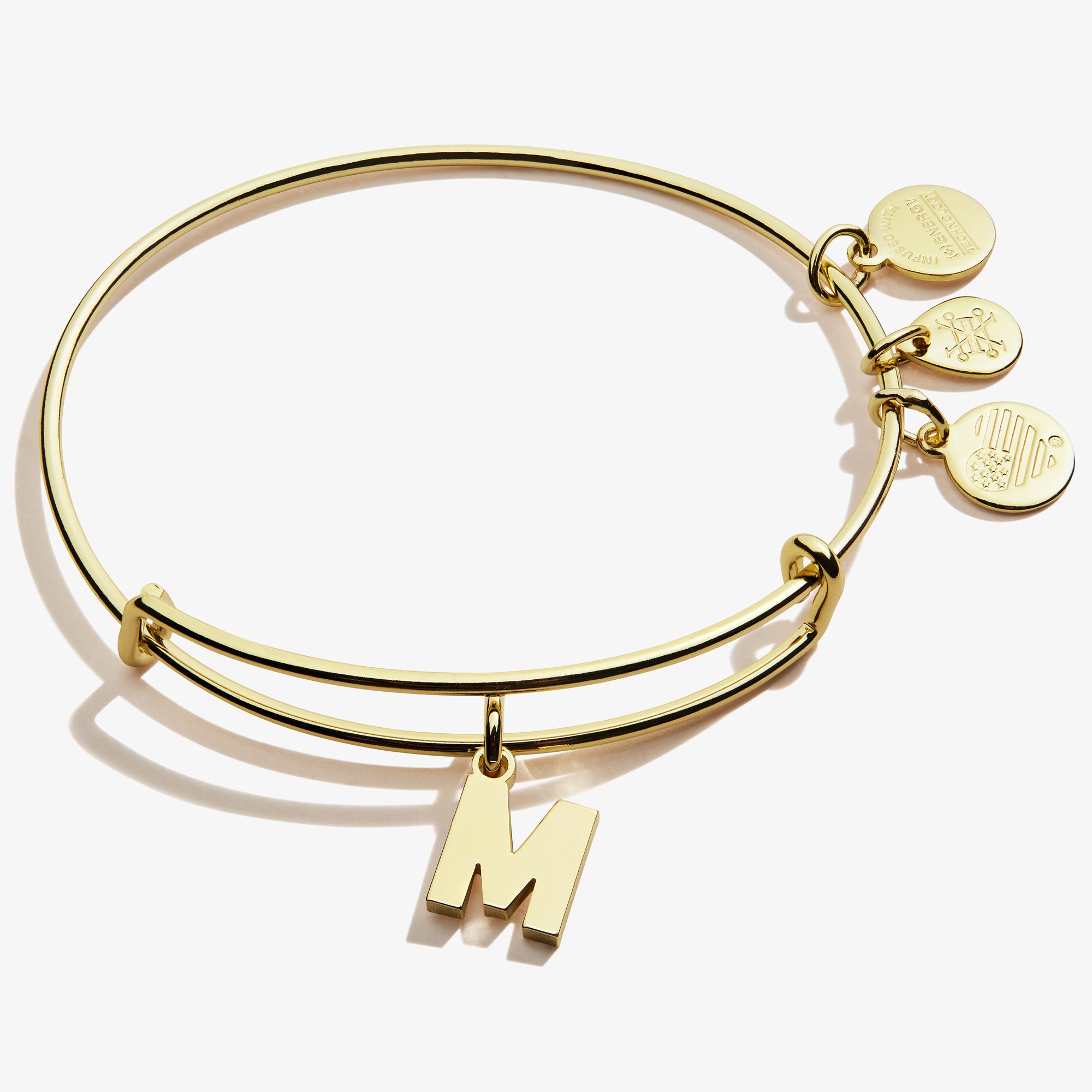Initial Letter M Charm Bangle - Personalized Name Bracelet for Women, Trendy Layering Jewelry Gift for Her - Perfect for Birthdays, Anniversaries & Everyday Wear