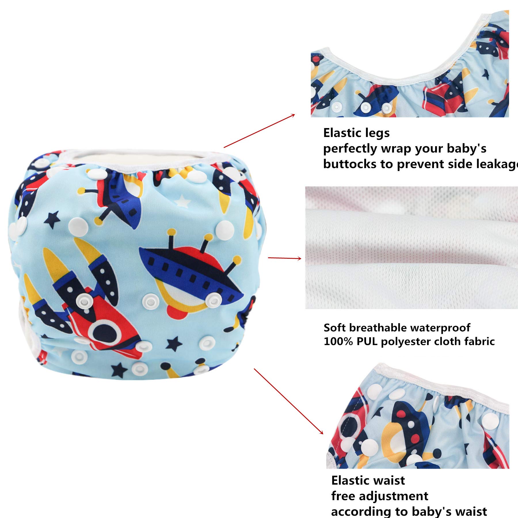 Baby Reusable Swim Diaper Washable Pool Pants for Boys & Girls (10-40lbs) - Perfect for Swimming Lessons, Beach Days & Pool Parties
