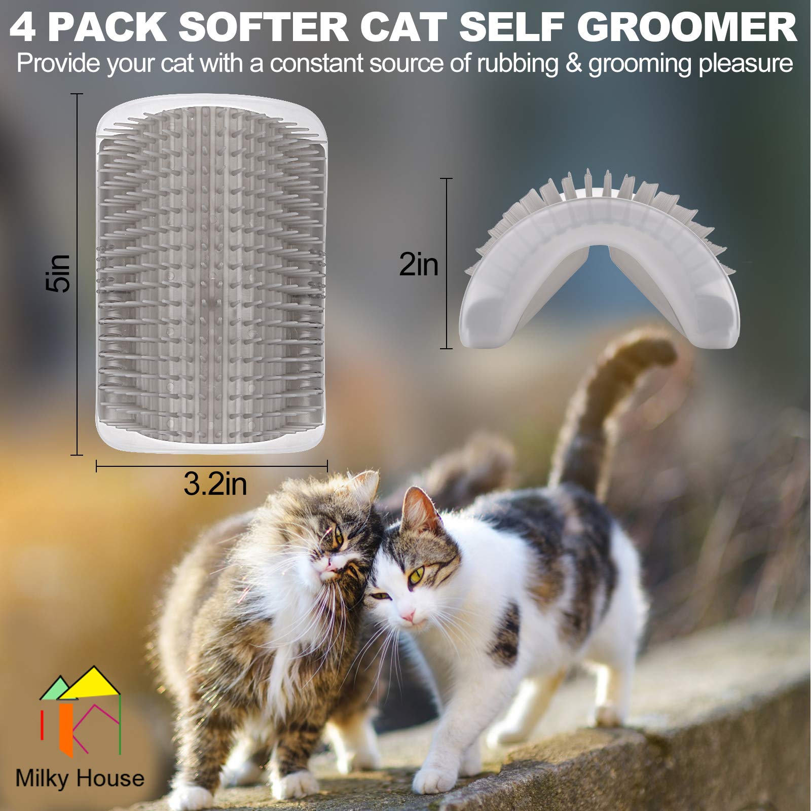 Premium Cat Scratch Pad 2-Pack - Non-Scratch Couch Corner Protector, Kitty Scratching Bed Post & Tree Ramp with Cardboard Replacement | Includes 4PCS Upgraded Cat Slicker Brushes for Grooming | Perfect for Indoor Cats to Protect Furniture & Self-Grooming