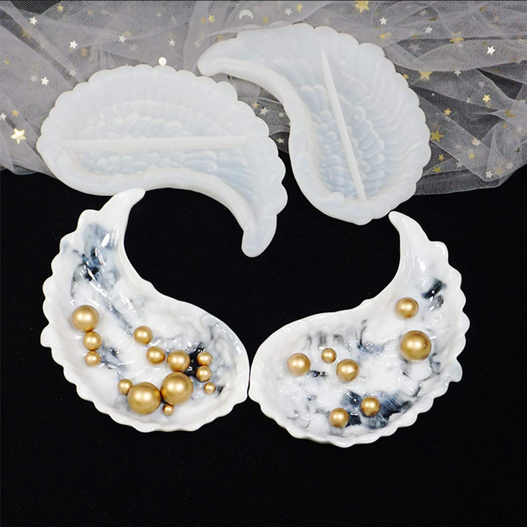 iSuperb 2-Piece Angel Wing Resin Molds - Silicone Feather Tray for Jewelry Storage, DIY Epoxy Casting, Home Decor & Gift Making | Perfect for Crafting, Bathroom Organizer, and Party Serving Dishes