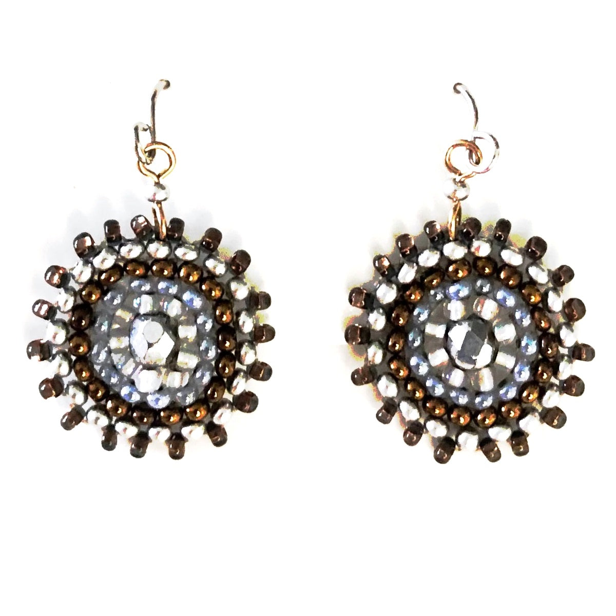 Silver Copper Seed Bead Starburst Earrings - Handmade Boho Jewelry for Women, Perfect for Parties, Weddings & Everyday Wear