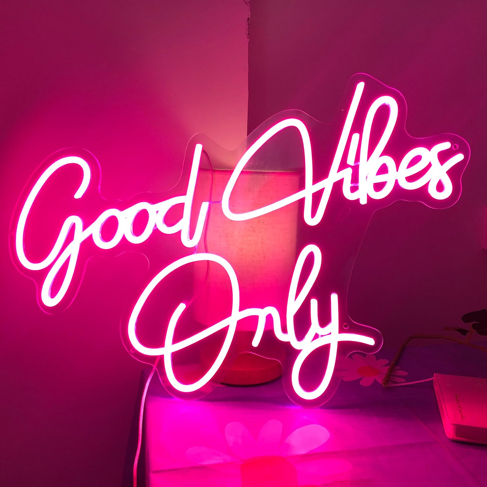 Good Vibes Only Neon Sign Light - Custom Wall Art Decor for Home, Bar, Pub & Party | Unique LED Neon Gift for Christmas, Rave & Apartment Decor