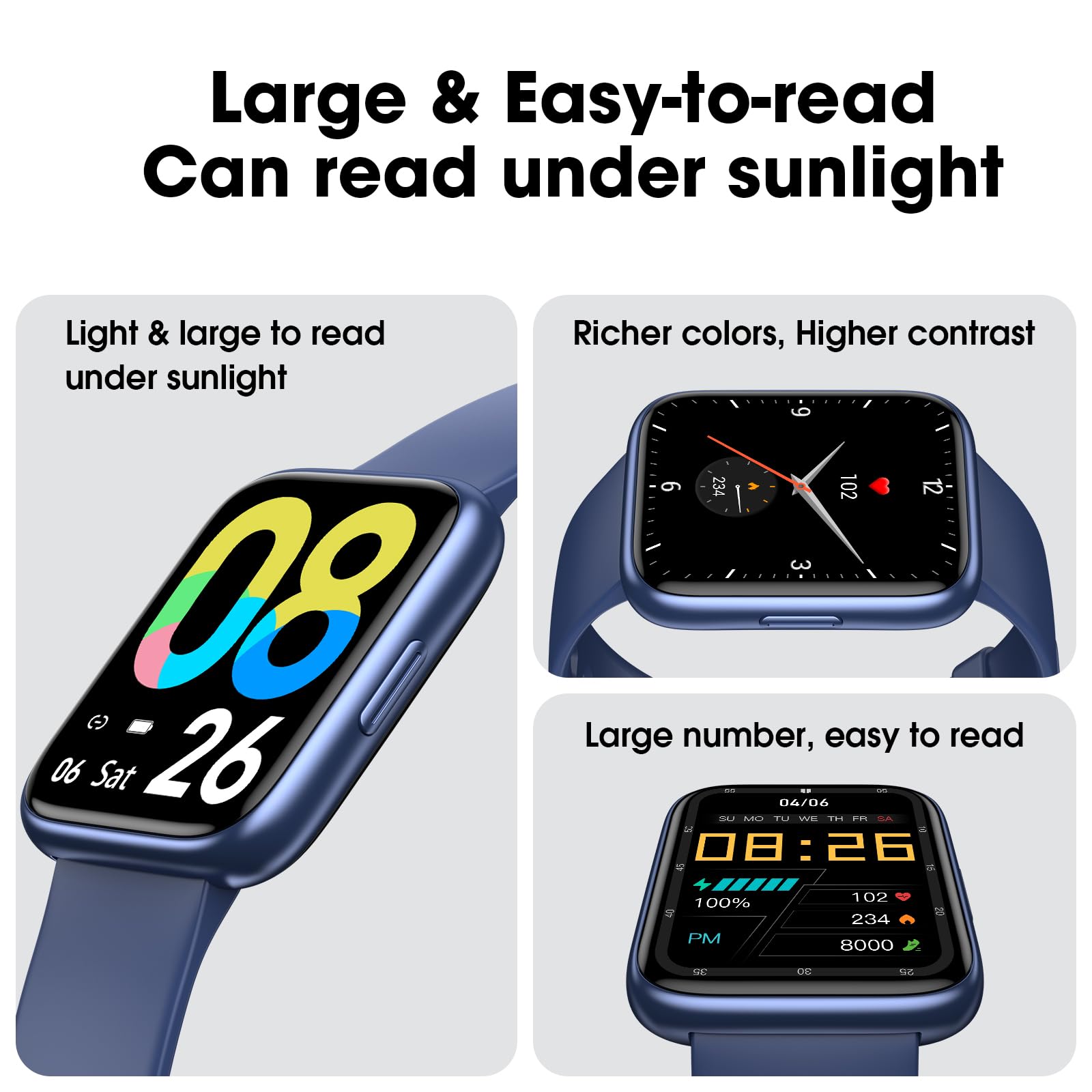 **Smart Fitness Tracker Watch with Heart Rate, SpO2 & Sleep Monitor – 44mm Waterproof Activity Tracker for Women & Men – Step Counter, Swimproof Design – Compatible with iOS & Android – Perfect for Workouts, Swimming & Daily Health Tracking**