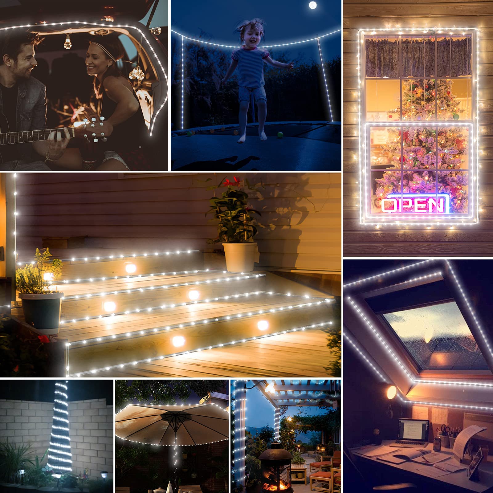 200 LED Solar Rope Lights Outdoor Waterproof - 72ft Solar String Lights with Remote Control | Cool White Solar Tube Fairy Lights for Garden, Pool, Fence, Path, Wedding & Party Decorations | Perfect for Backyard, Patio, Landscape Lighting