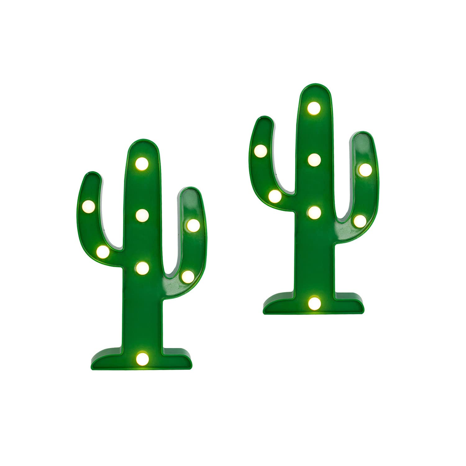 2 Pack Large LED Cactus Night Lights - Cute Cactus Party Decor for Carnival, Dining Table, Kids Room, Desk & Bedroom - Perfect Living Room Decor Gift (Warm White) | Energy Efficient Mood Lighting for Nursery, Dorm, Wedding & Home Decor