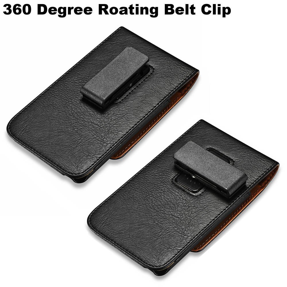 Premium Black Leather Vertical Wallet Case with Rotating Belt Clip Holster for iPhone 16 Pro Max/Plus, 15 Pro Max/Plus, 14 Pro Max/Plus, 13 Pro Max, 12 Pro Max - Protective Phone Cover with Card Slots | Perfect for Outdoor Activities, Work & Travel