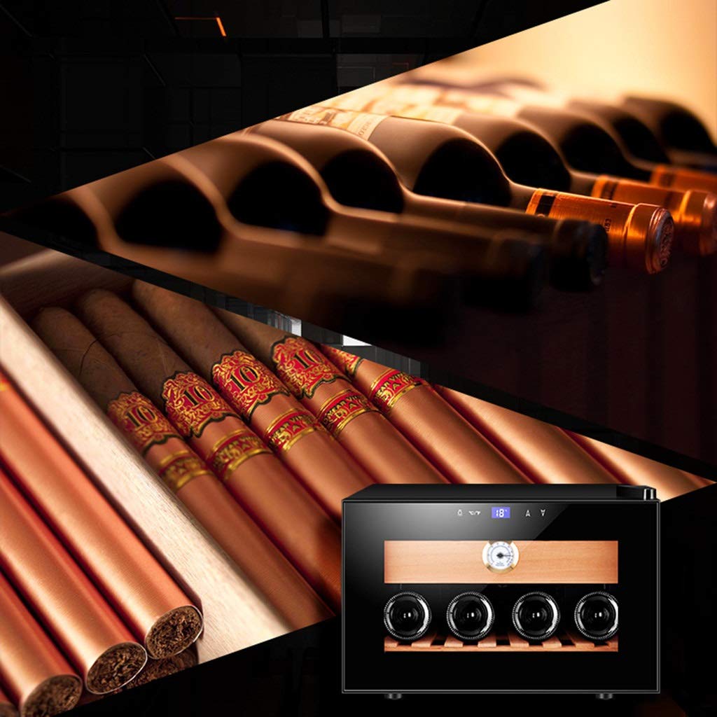 Premium Dual-Zone Cigar Humidor & Wine Cooler with Cedar Wood Shelves - Built-in Temperature Control for Optimal Storage (46 x 56.5 x 35.5cm, Black) - Perfect for Home Bars, Man Caves & Luxury Cigar Collections