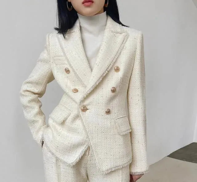 Stylish Tweed Pantsuit for Women | Professional & Elegant Suit Set | Perfect for Office, Business Meetings & Formal Events