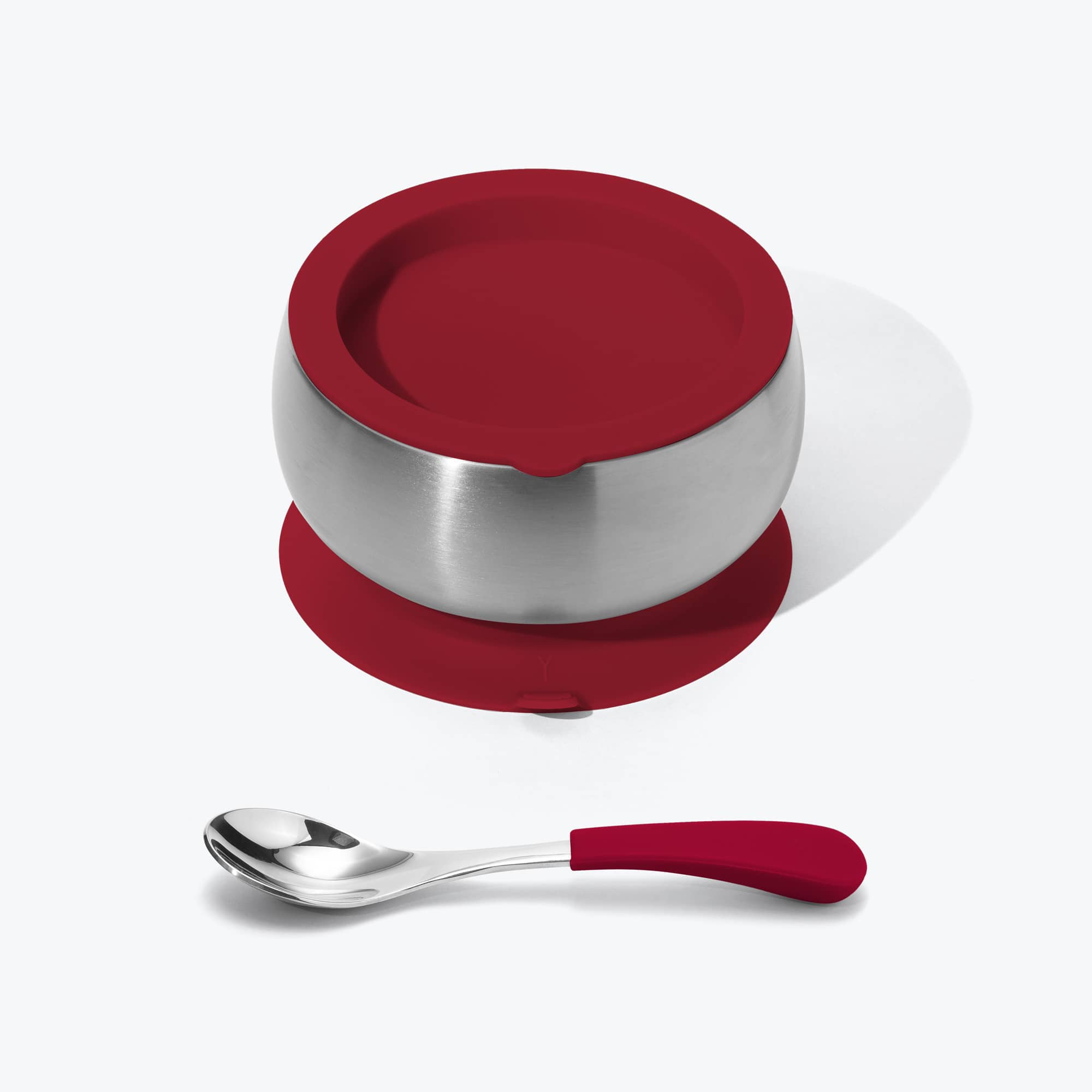 Avanchy Stainless Steel Baby Bowl with Spoon Set - BPA-Free, Leak-Proof Lid - Perfect for Baby-Led Weaning, Travel & On-the-Go Feeding (Magenta)
