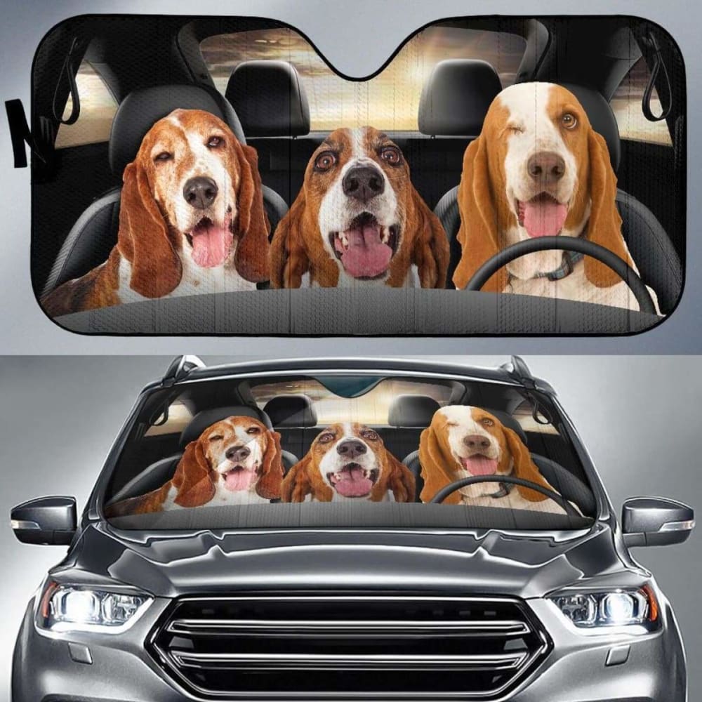 Basset Hound Dog Car Sun Shade - UV Protection Sun Visor for Vehicles (172609) | Perfect for Summer Road Trips & Pet Safety