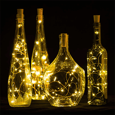 3 Pack 20 LED Warm White Cork Wine Bottle Lights - Battery Powered Fairy String Lights for DIY Home Decor, Wedding, Party & Table Centerpiece Decoration