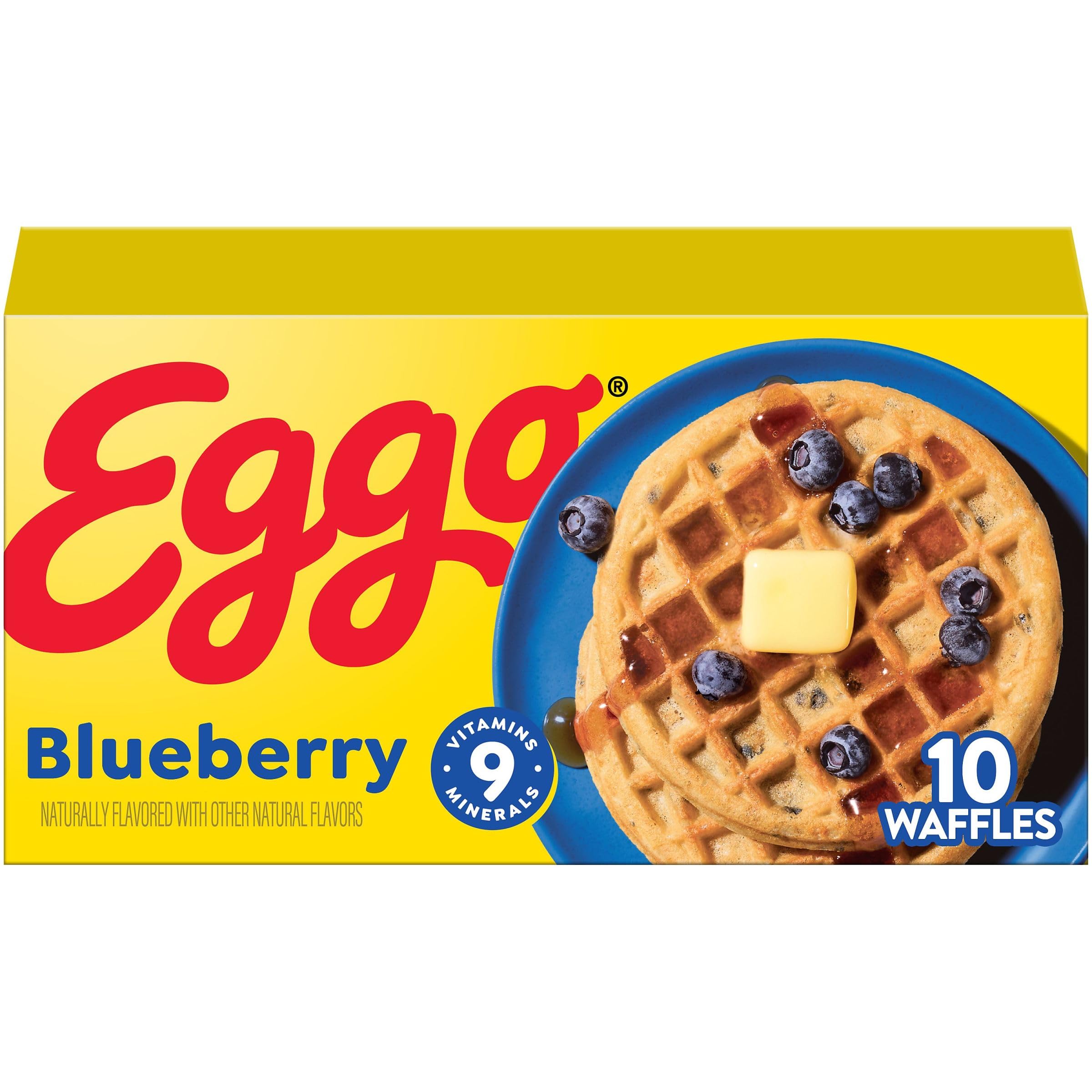 Eggo Frozen Waffles - Blueberry Flavored Breakfast Food, 12.3oz Box (10 Waffles) - Quick & Easy Morning Meal for Busy Families, Kids School Breakfast, or Weekend Brunch
