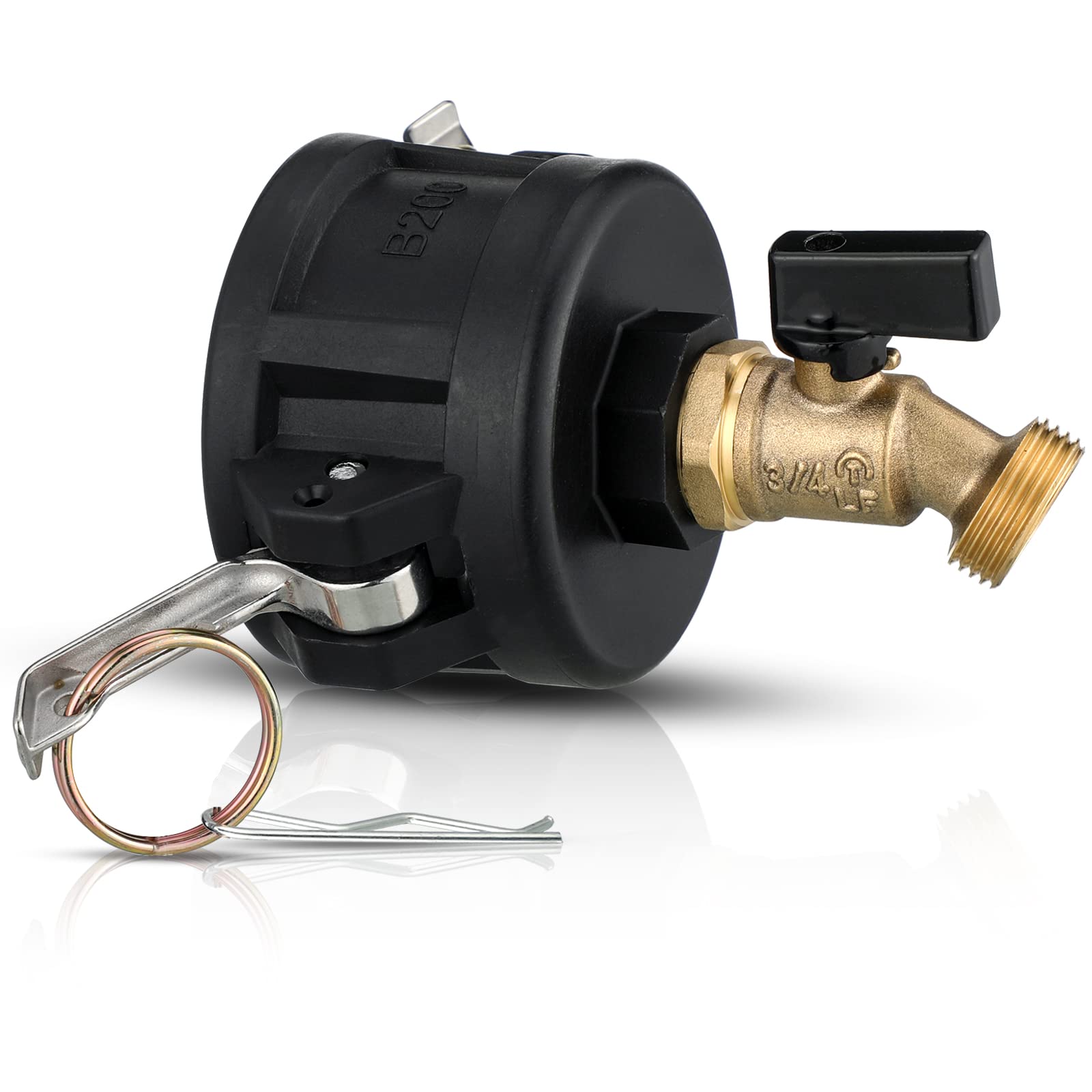 Kingdder 275-330 Gallon IBC Tote Fitting Adapter - 2 Inch Cam Lock to 3/4 Inch Brass Hose Faucet with Ball Valve - Heavy Duty Garden Hose Connector for Water Transfer, Agriculture & Industrial Use