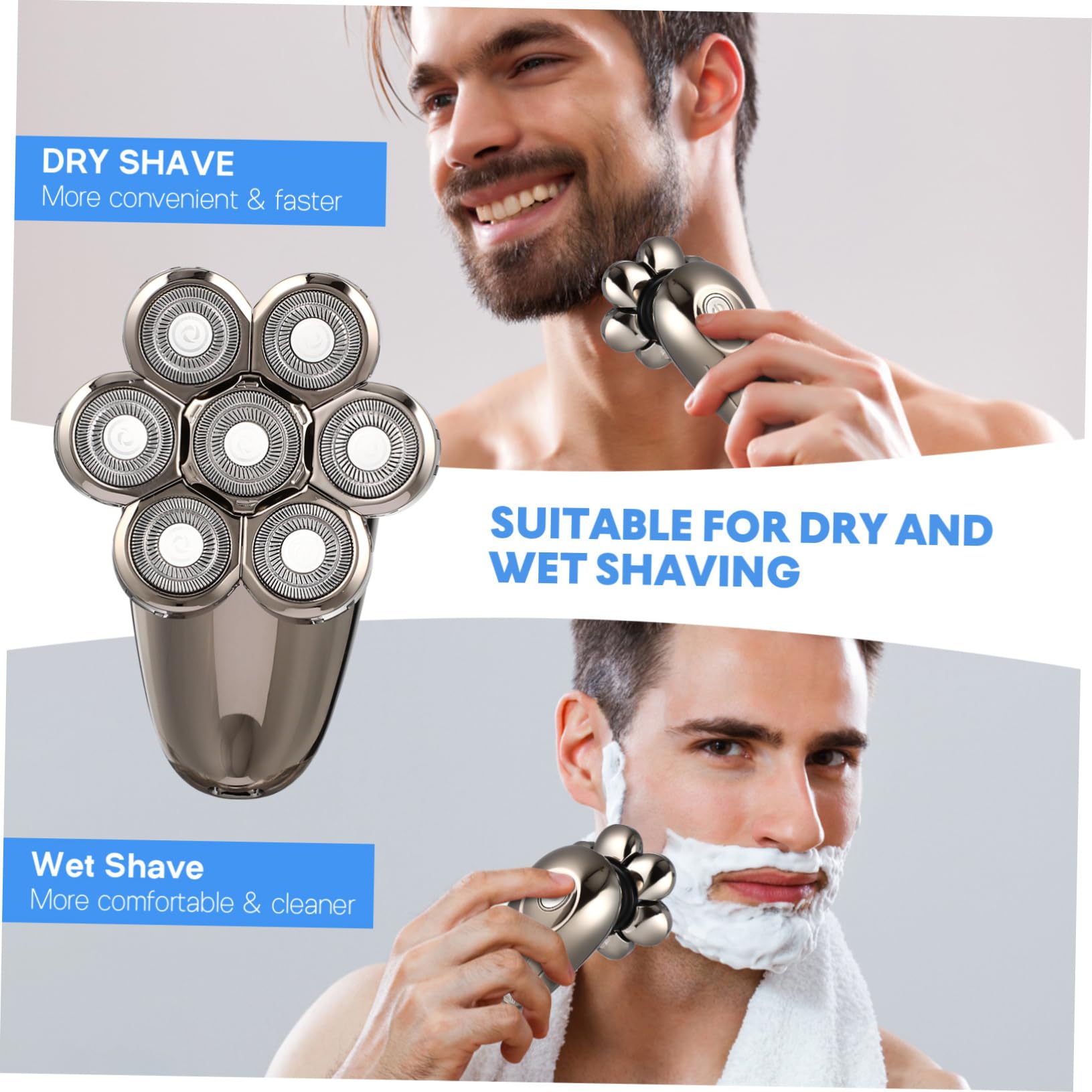MERRYHAPY 7-in-1 Electric Shaver for Men - Waterproof Beard Trimmer, Nose Hair Clipper & Body Groomer - Portable Travel Shaving Kit for Home, Gym & Business Trips - Perfect Gift for Dad & Husband