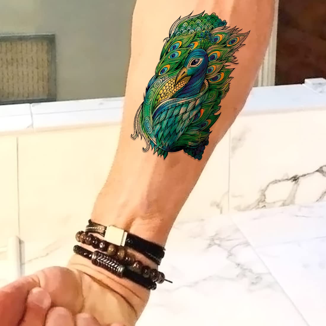 Waterproof Temporary Peacock Feather Tattoo for Kids & Adults - Perfect for Parties, Festivals, and Costume Events