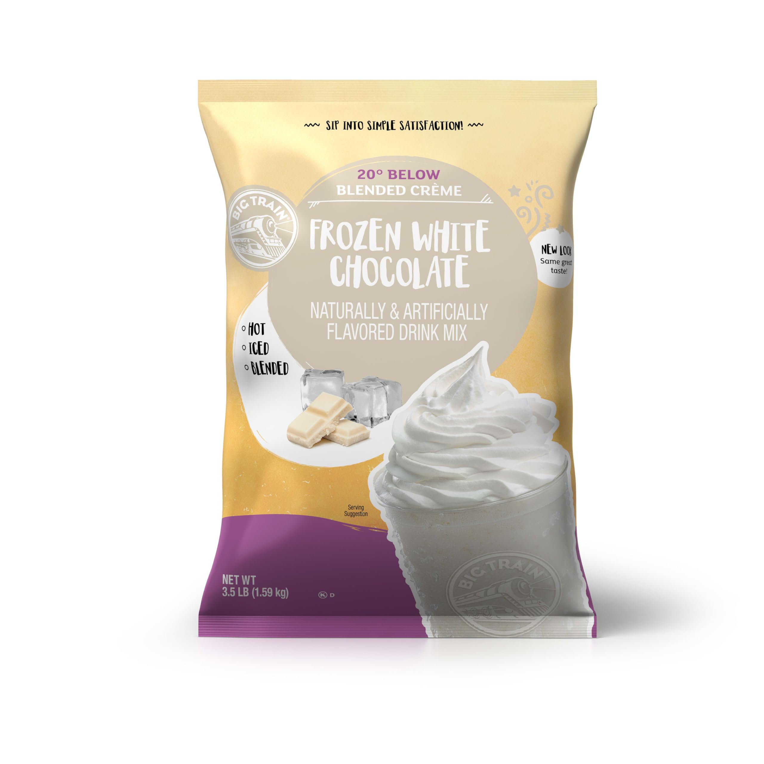 Big Train 20 Below Frozen White Chocolate Beverage Mix - 3.5 lb (Pack of 1) | Delicious Powdered Drink for Coffee Shops, Cafes & Home Use | Perfect for Smoothies, Iced Drinks & Desserts